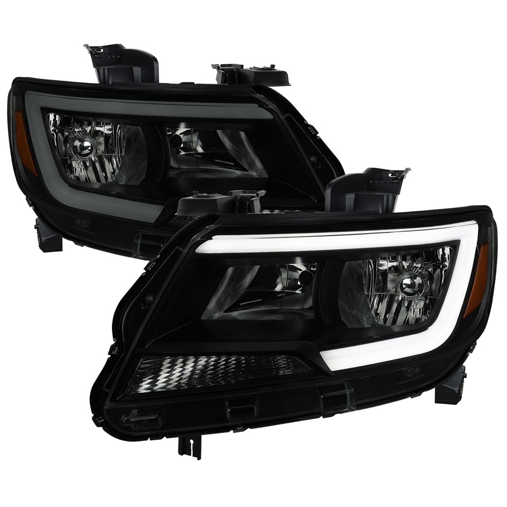 For Chevrolet Colorado 2015-2022 Headlights Switchback LED Bar Turn Signal Matte Black Housing Smoked Lens