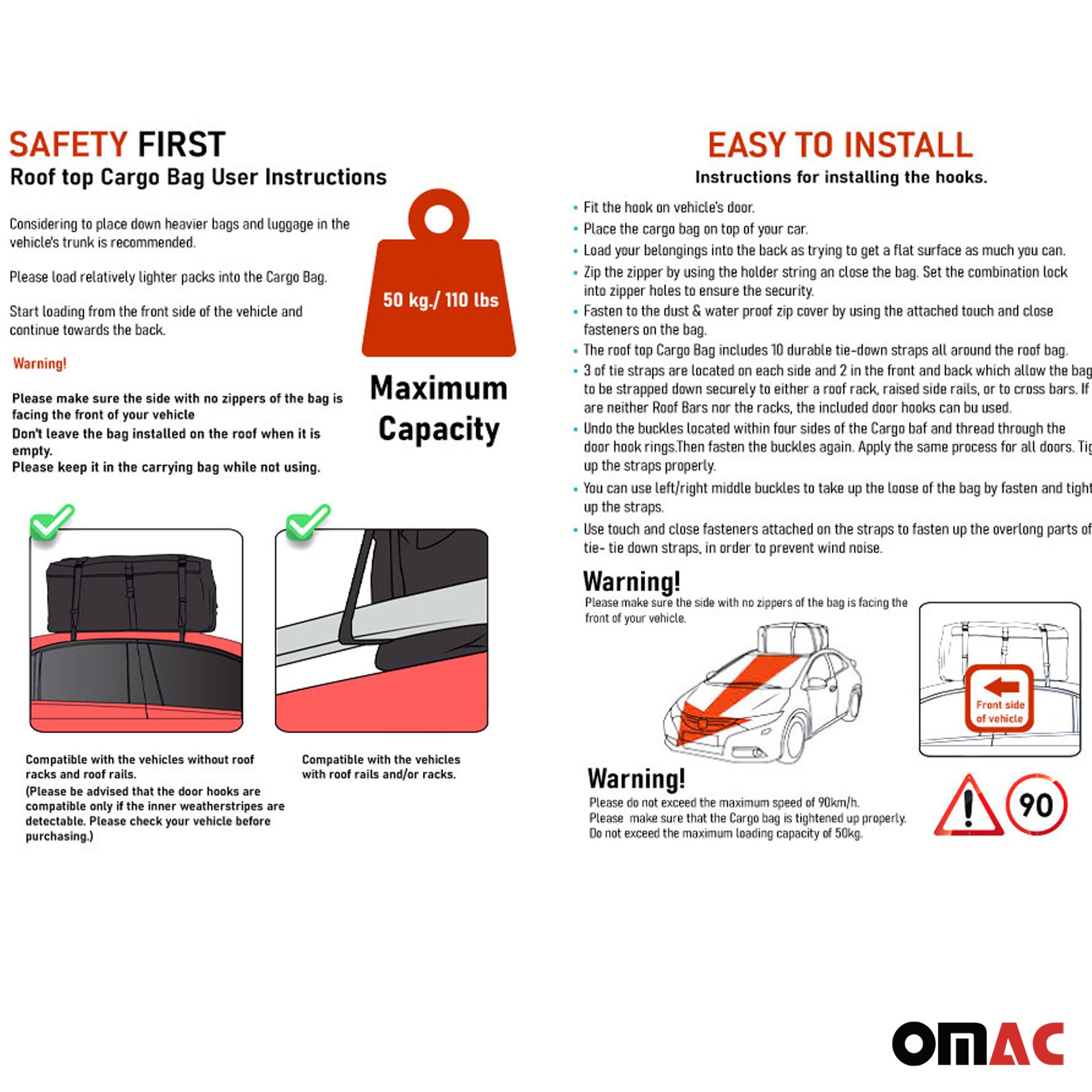 Roof Cargo Bag 17.6 Cubic Feet Black