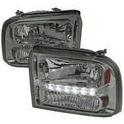 2005-2007 Ford F-250/350/450/550/Excursion Crystal Headlights LED Light Smoke