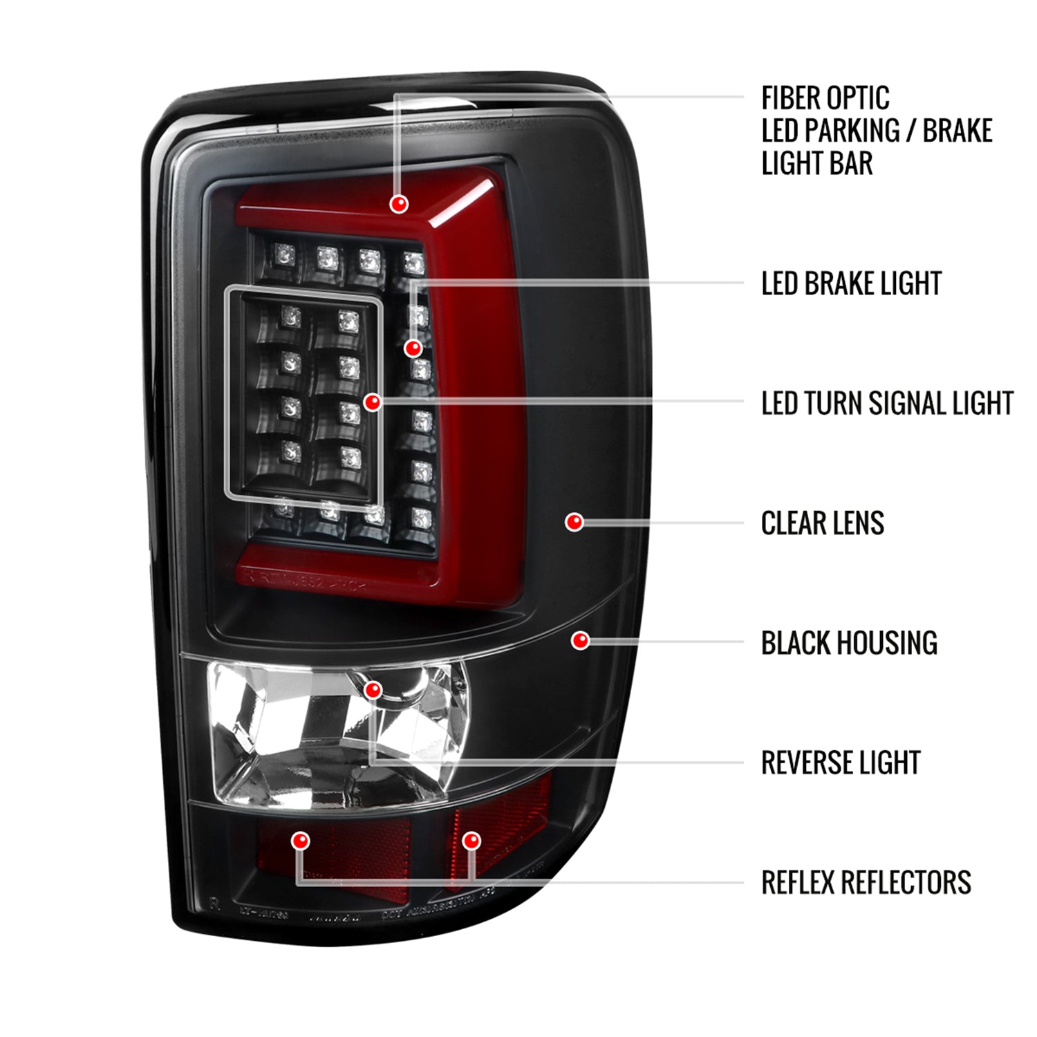 2000-2006 Chevy Suburban/Tahoe/Yukon/Yukon XL LED C Bar Tail Lights Black