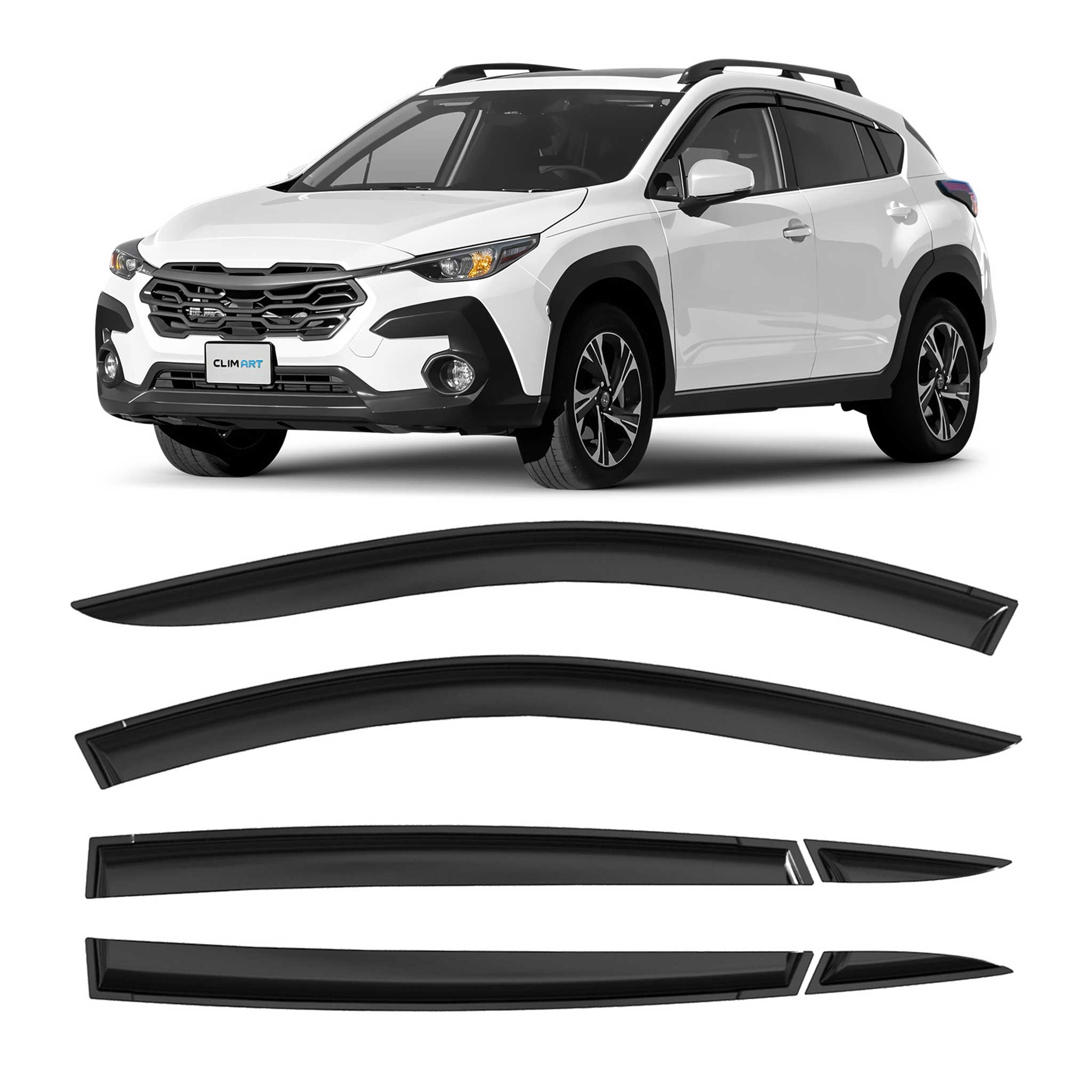 Clim Art Wind Deflectors for Subaru XV Crosstrek 2024-2026 Tape-On Dark Smoke 6x