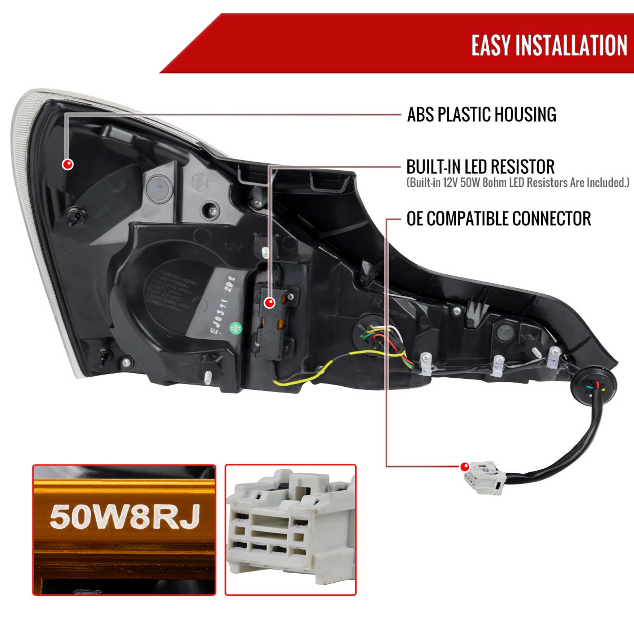 For Infiniti G37 2008-13 / Q60 Coupe 2014-15 LED Tail Lights Switchback Sequential Turn Signals Black Housing Smoked Lens