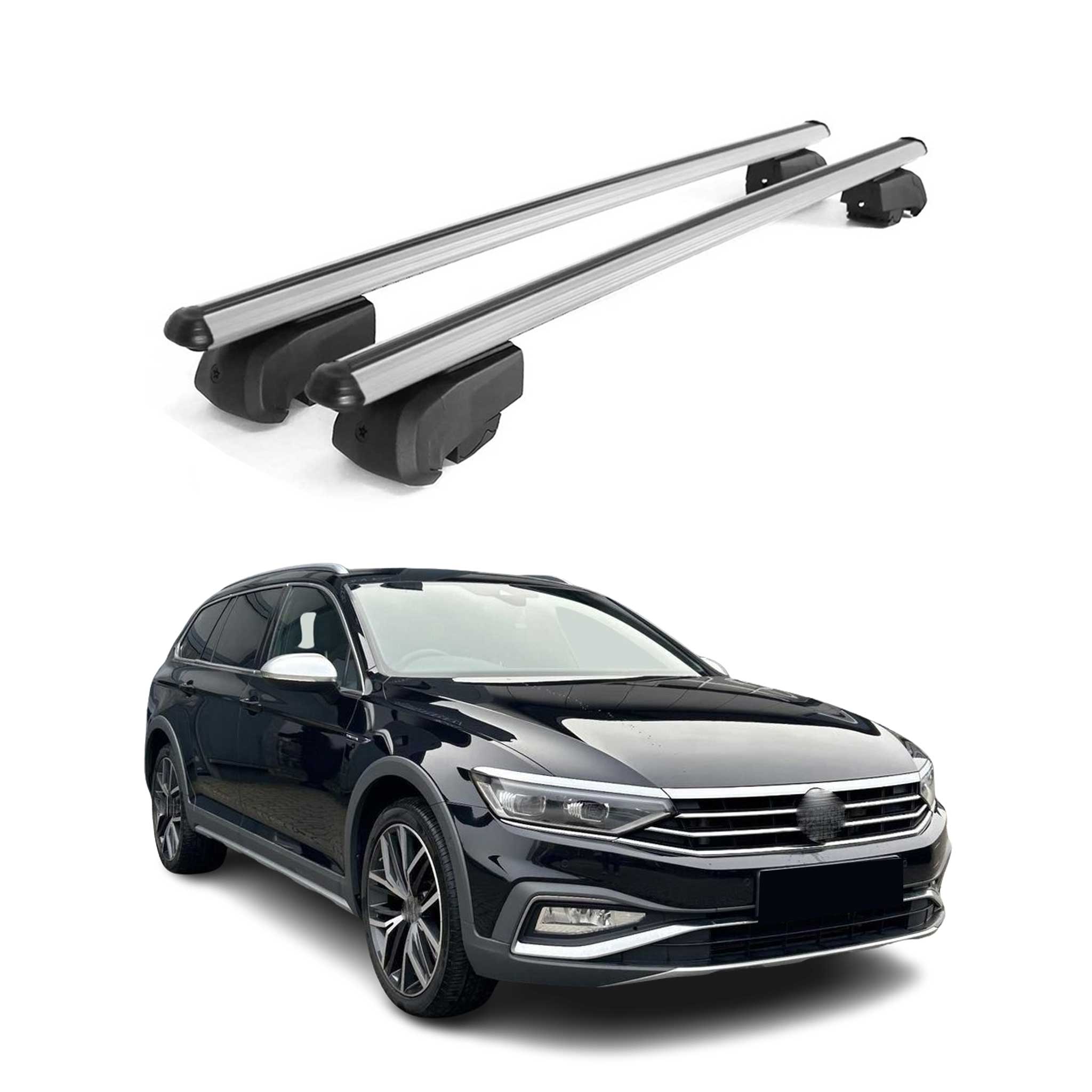 Car Roof Rack Cross Bars Luggage Carrier Lockable 47" 2 Pieces Aluminum Silver