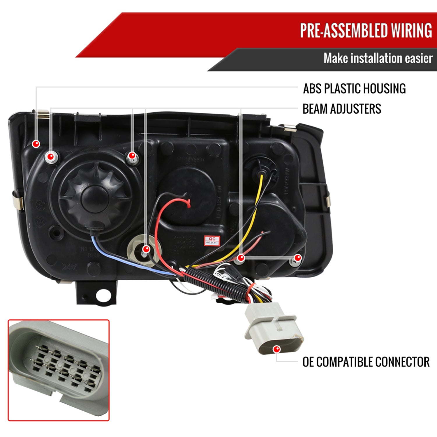 1999-2004 VW Jetta/Bora Projector Headlights R8 LED Light Strip Matt Black