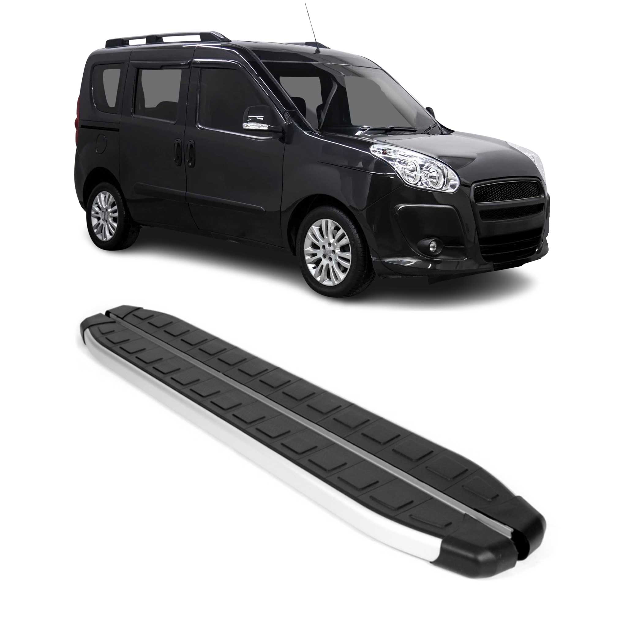 2015-2022 RAM ProMaster City Running Boards Side Steps Silver & Black