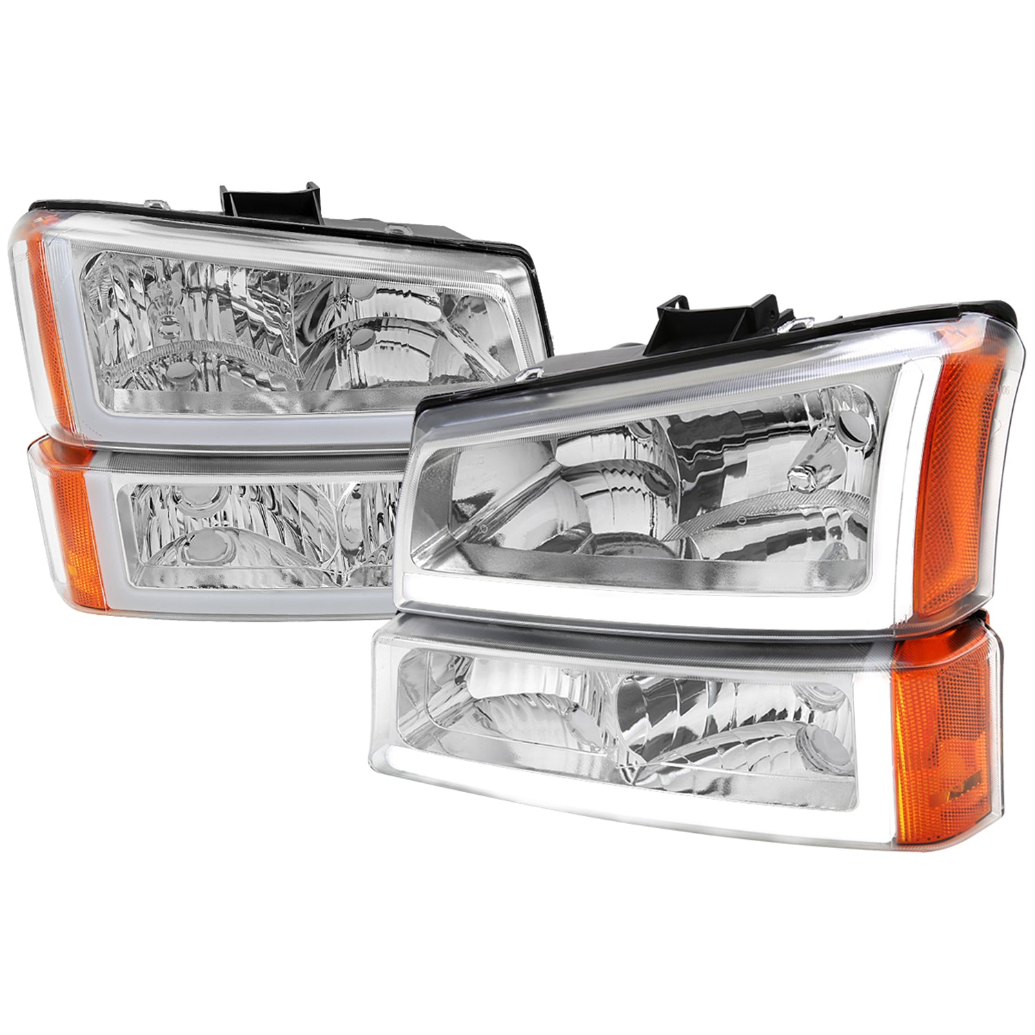 2003-2007 Chevy Silverado /2002-2006 Avalanche LED Bar Factory Headlights Chrome