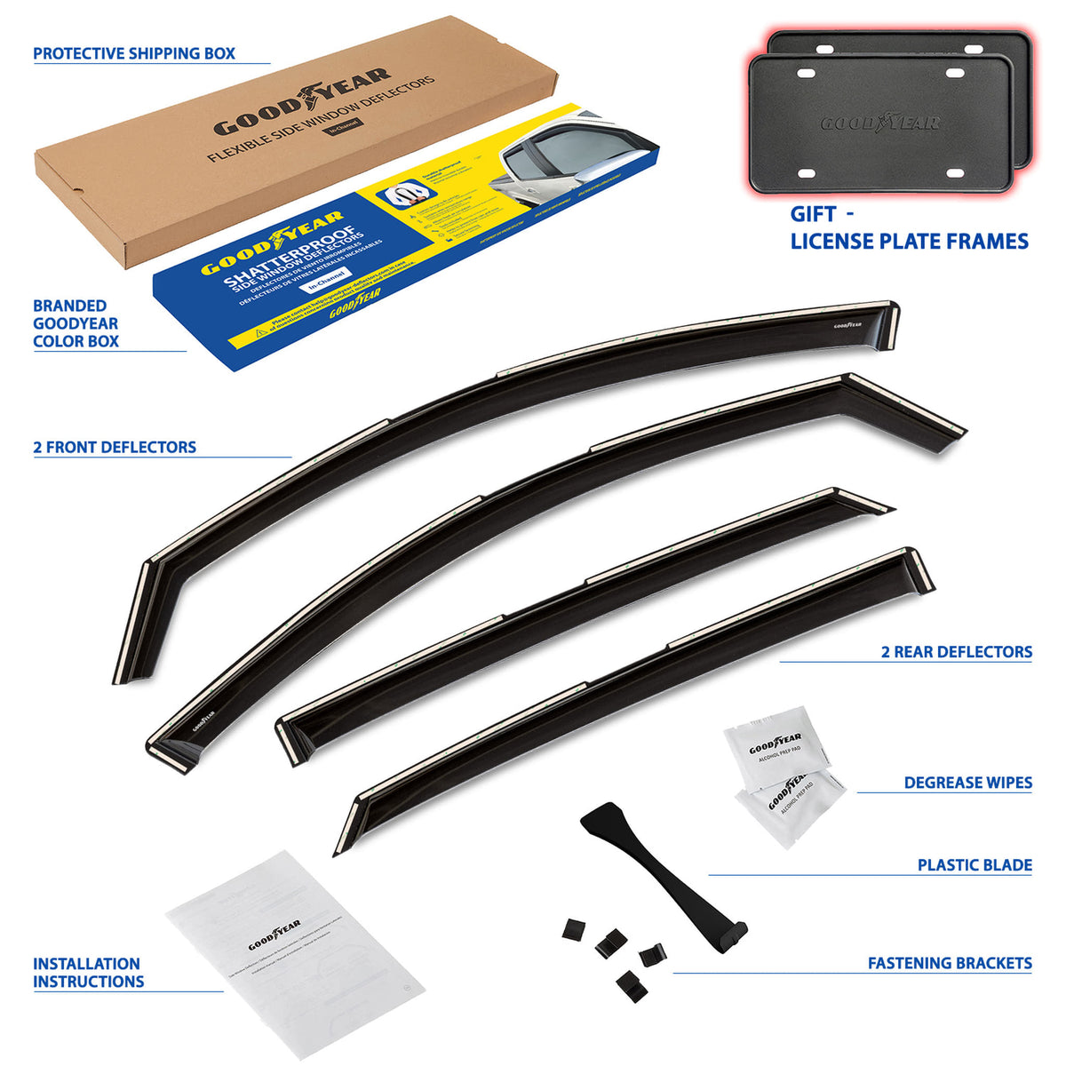 Goodyear Wind Deflectors for Ford Mustang Mach-E 2021-2026 In-channel Smoke 4Pcs