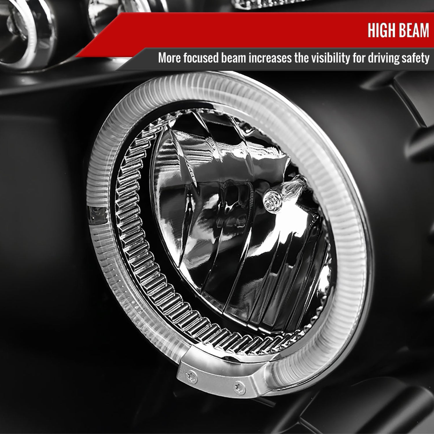 2007-2013 Chevy Silverado 1500 2500HD 3500HD Dual Halo Headlights Matte Black