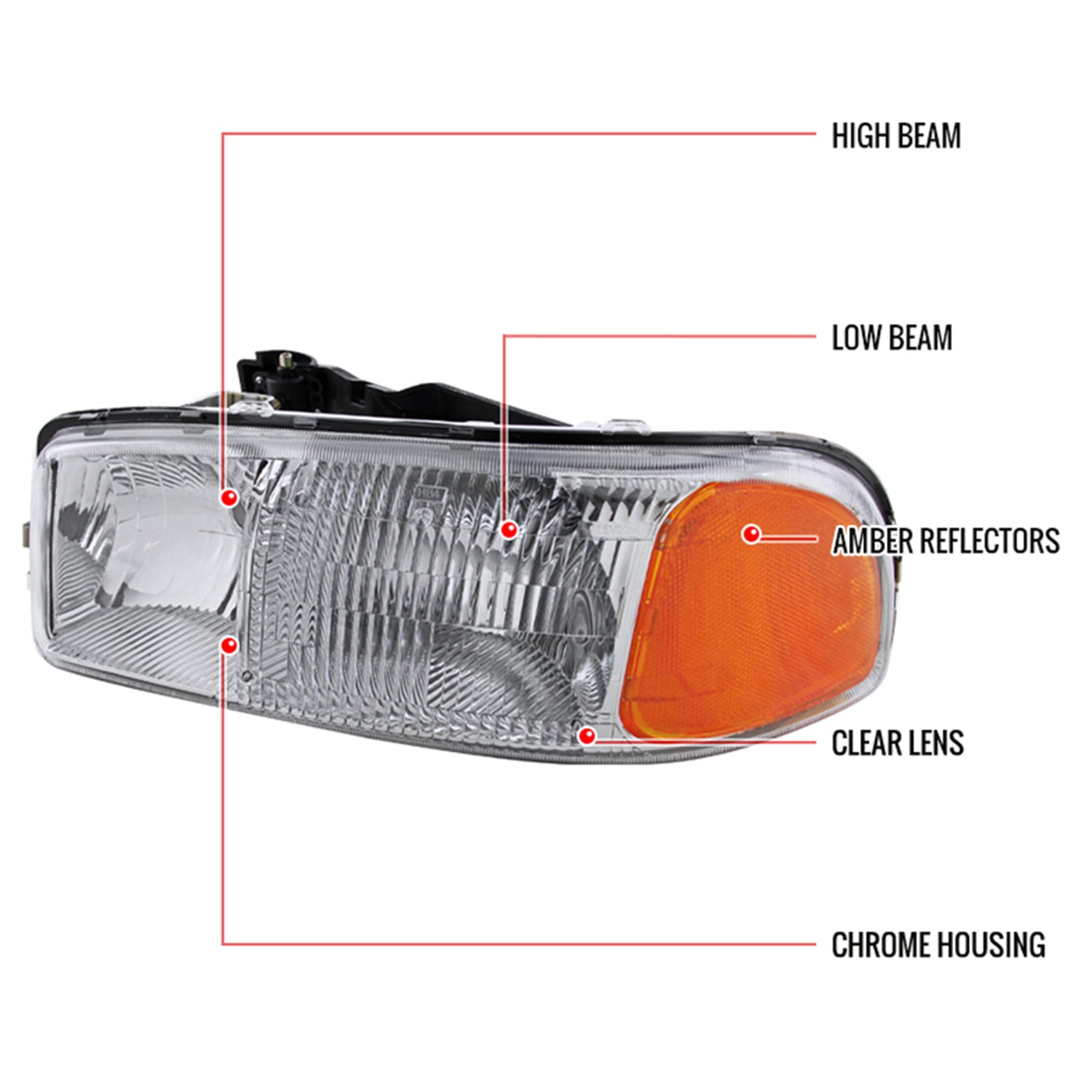 1999-2006 GMC Sierra/Yukon/Yukon XL Crystal Headlight Amber & Driver Side