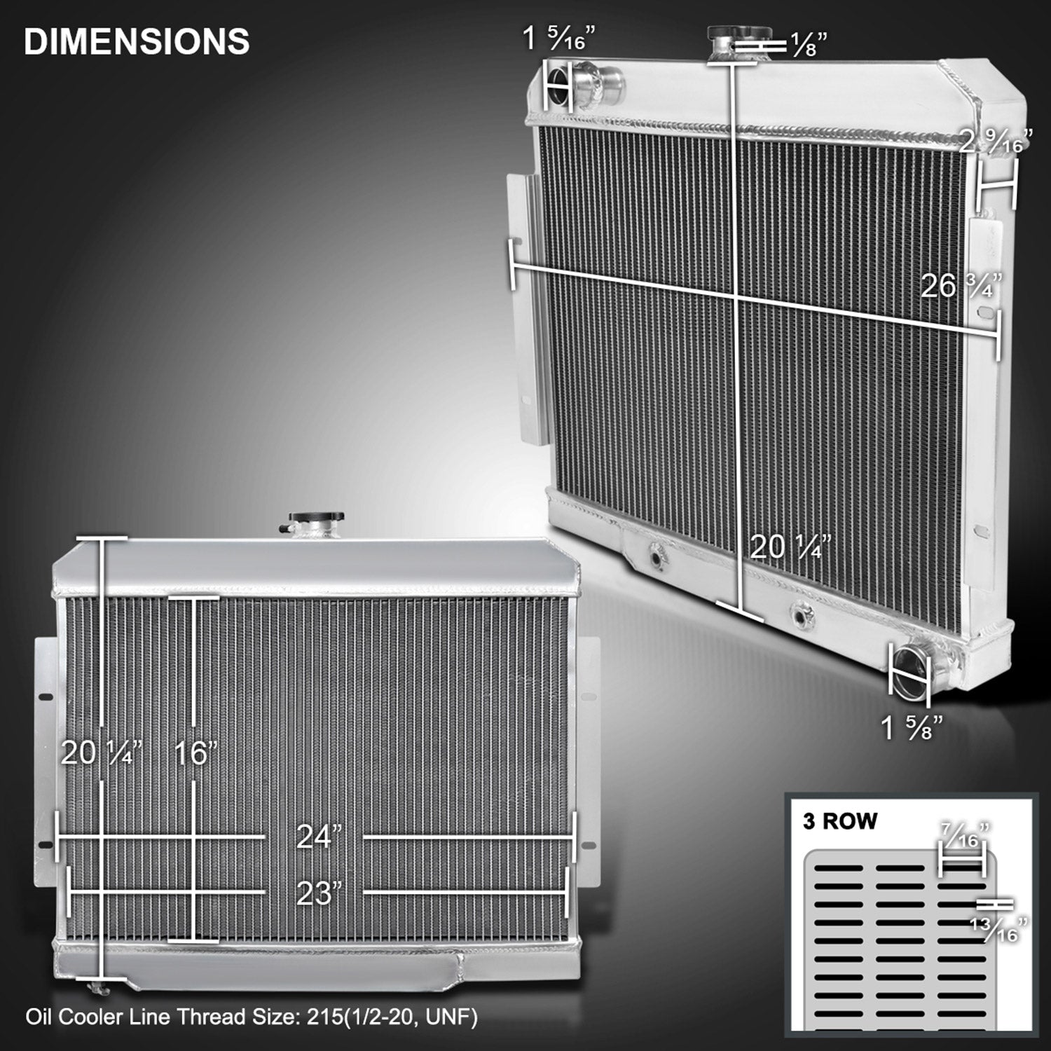 1972-1986 Jeep CJ Series MT Aluminum 3-Row Performance Radiator