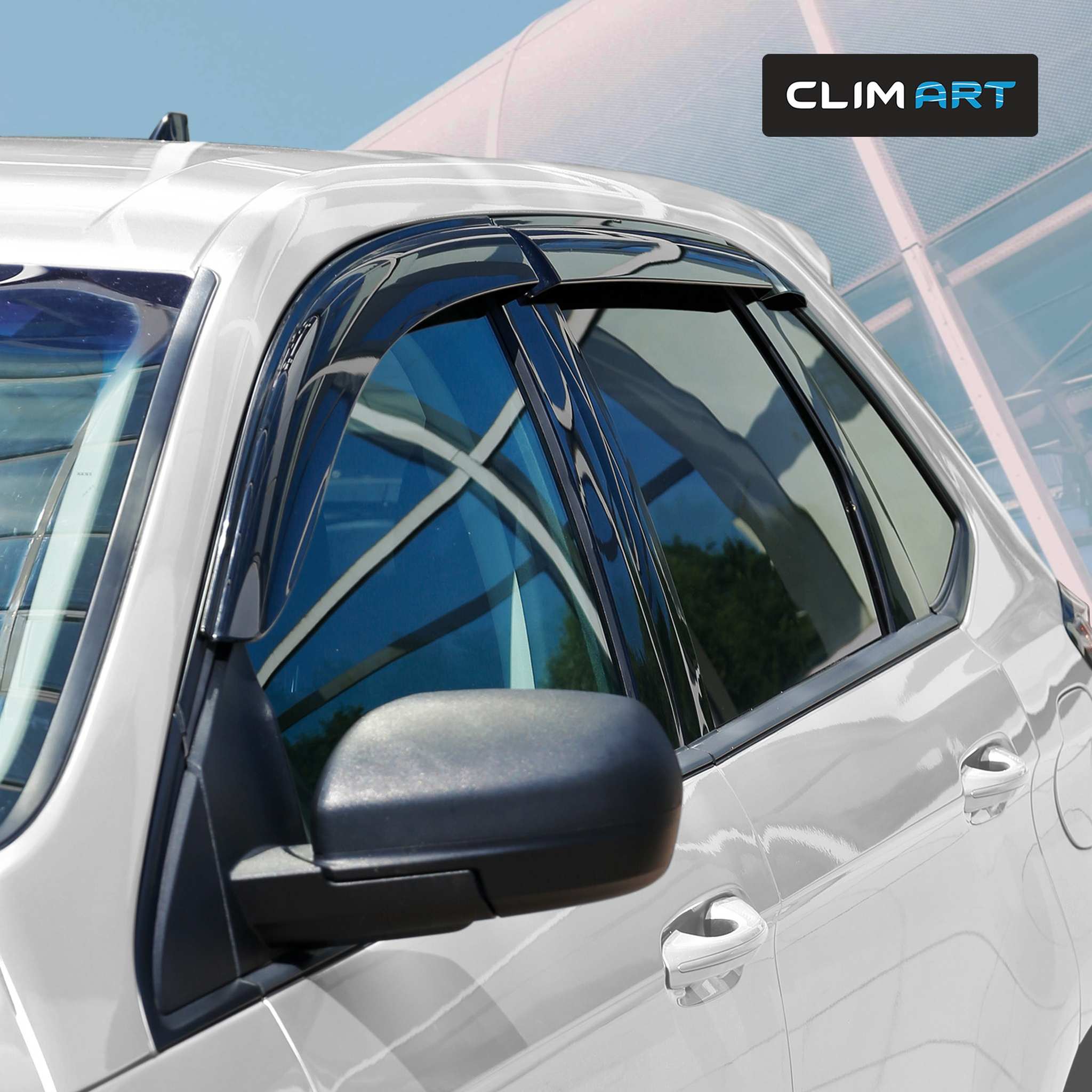 Clim Art Wind Deflectors for Ford Edge 2015-2024 Tape-On Dark Smoke 6Pcs