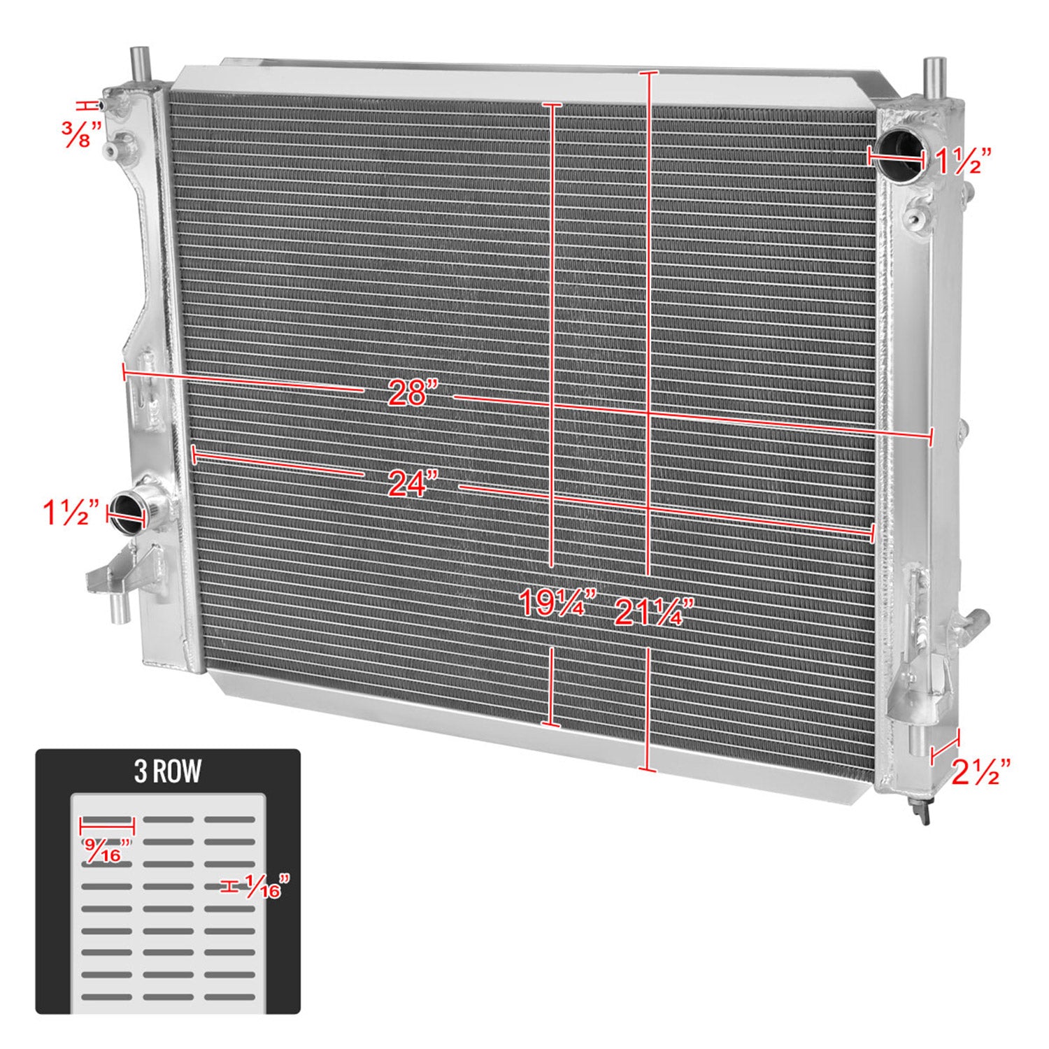 2005-2014 Ford Mustang V6 V8 Aluminum 3-Row Performance Radiator