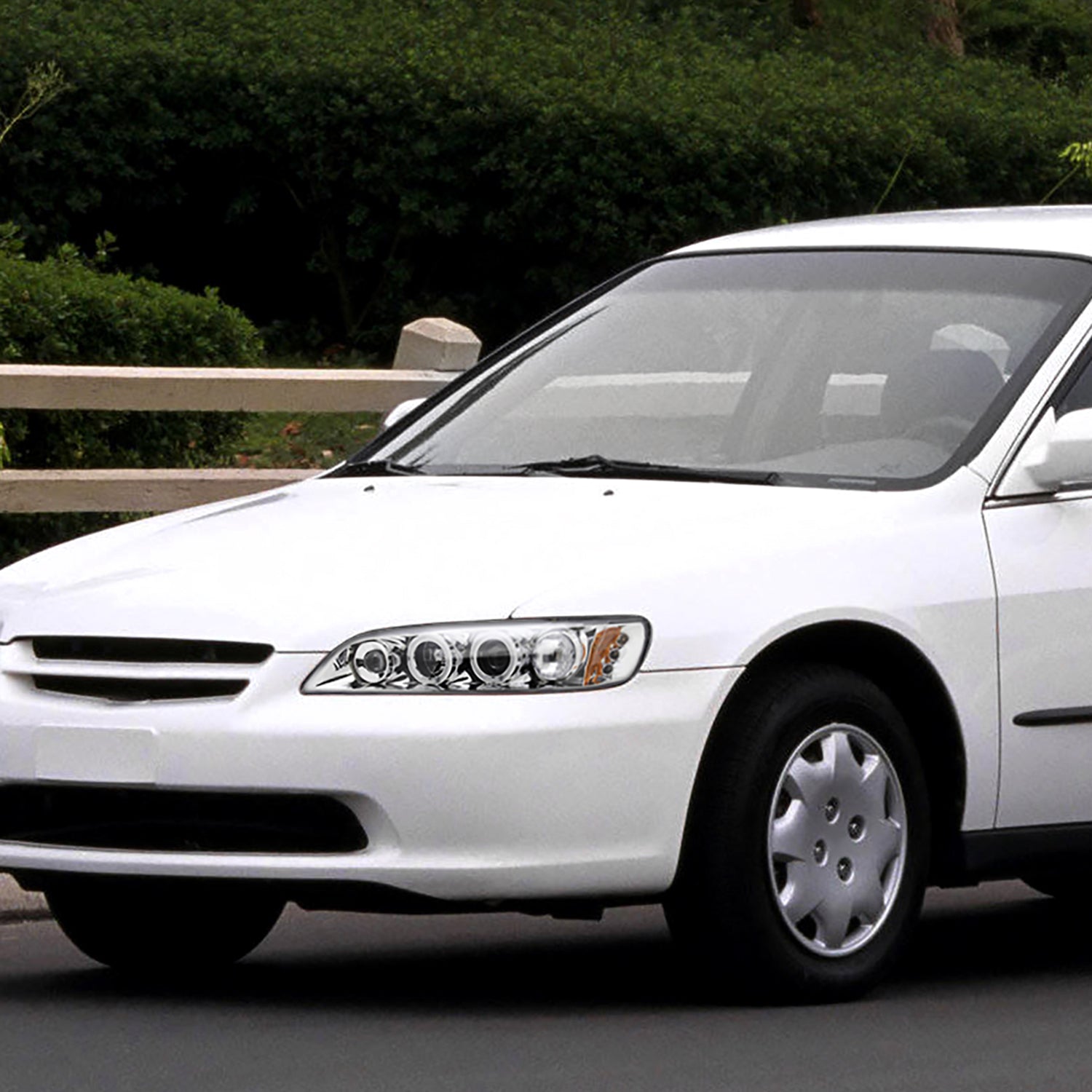 1994-1997 Honda Accord Dual Halo Projector Headlights Chrome/Clear Lens