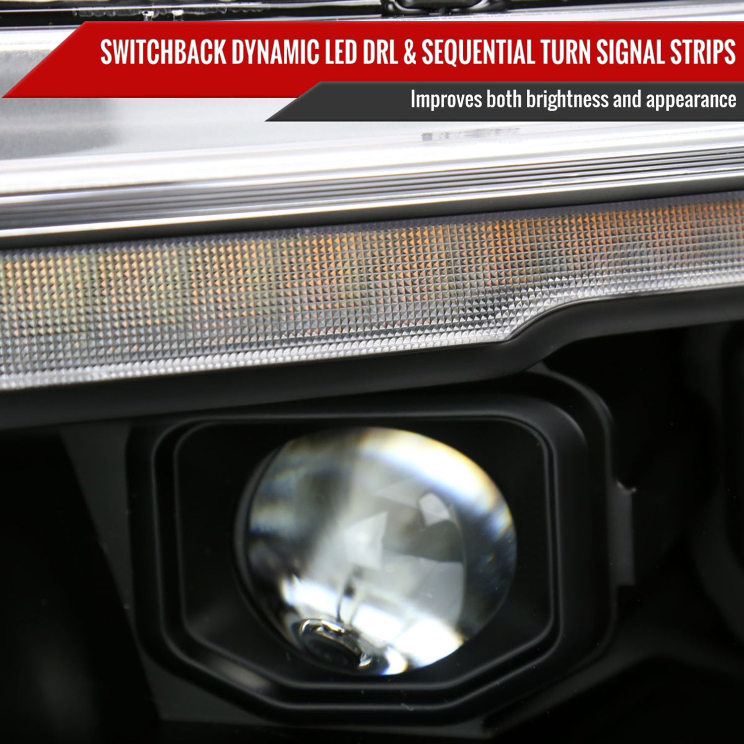 2019-2024 Dodge RAM 1500 Sequential LED Turn Signal Projector Headlights Black