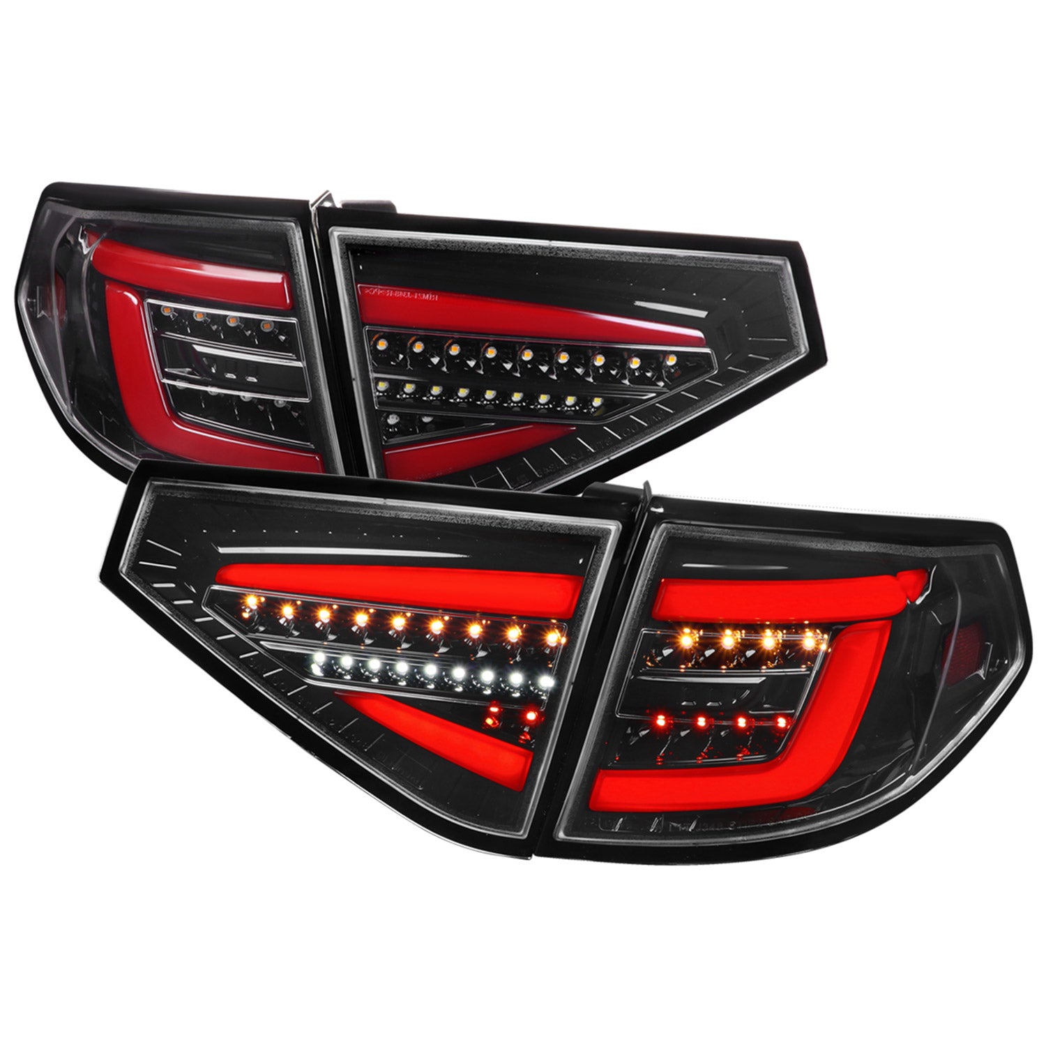 2008-2014 Subaru Impreza WRX Hatchback LED Tube Tail Lights Glossy Black/Clear