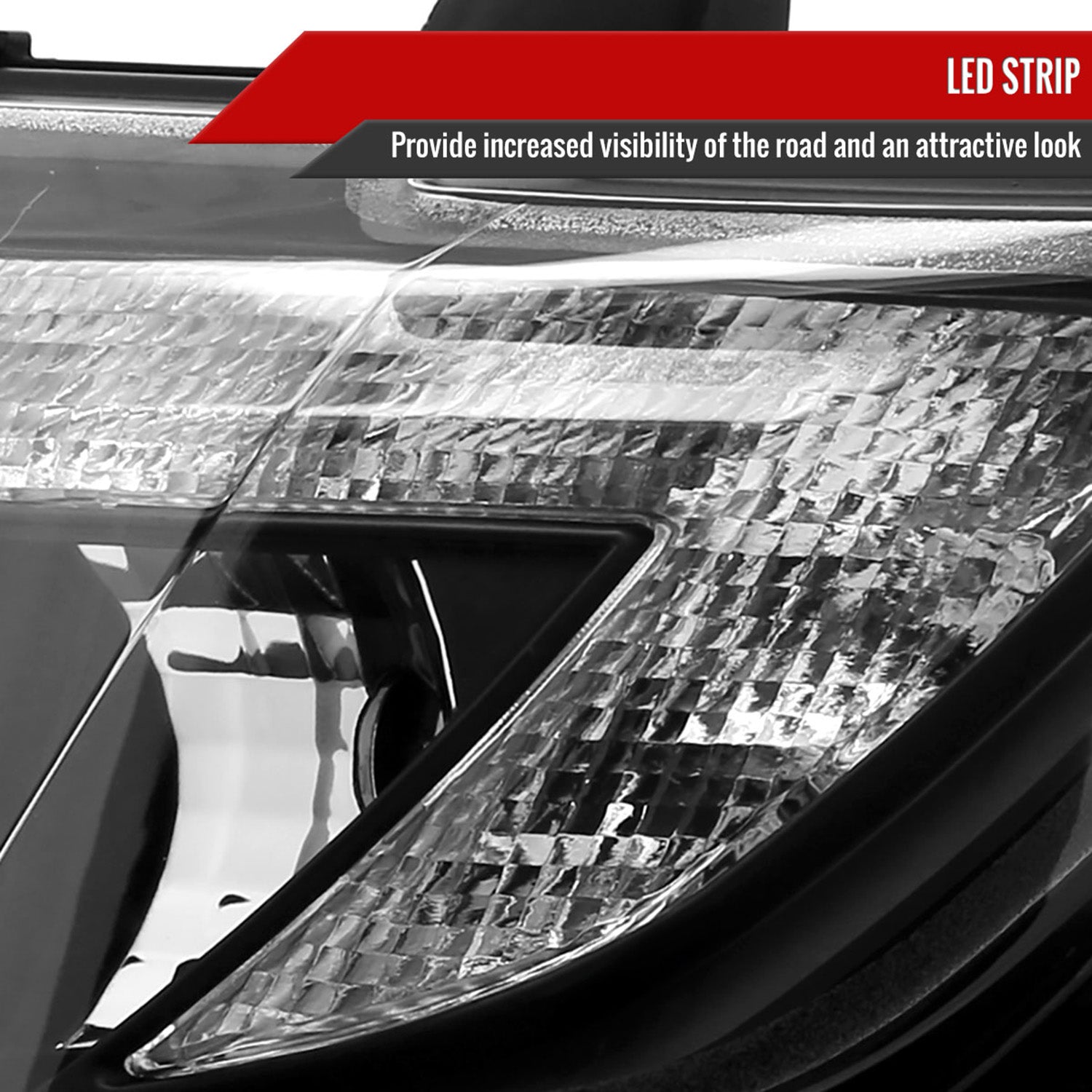 2007-2010 Ford Edge Halo Projector Headlights LED Light Strip Matt Black/Clear