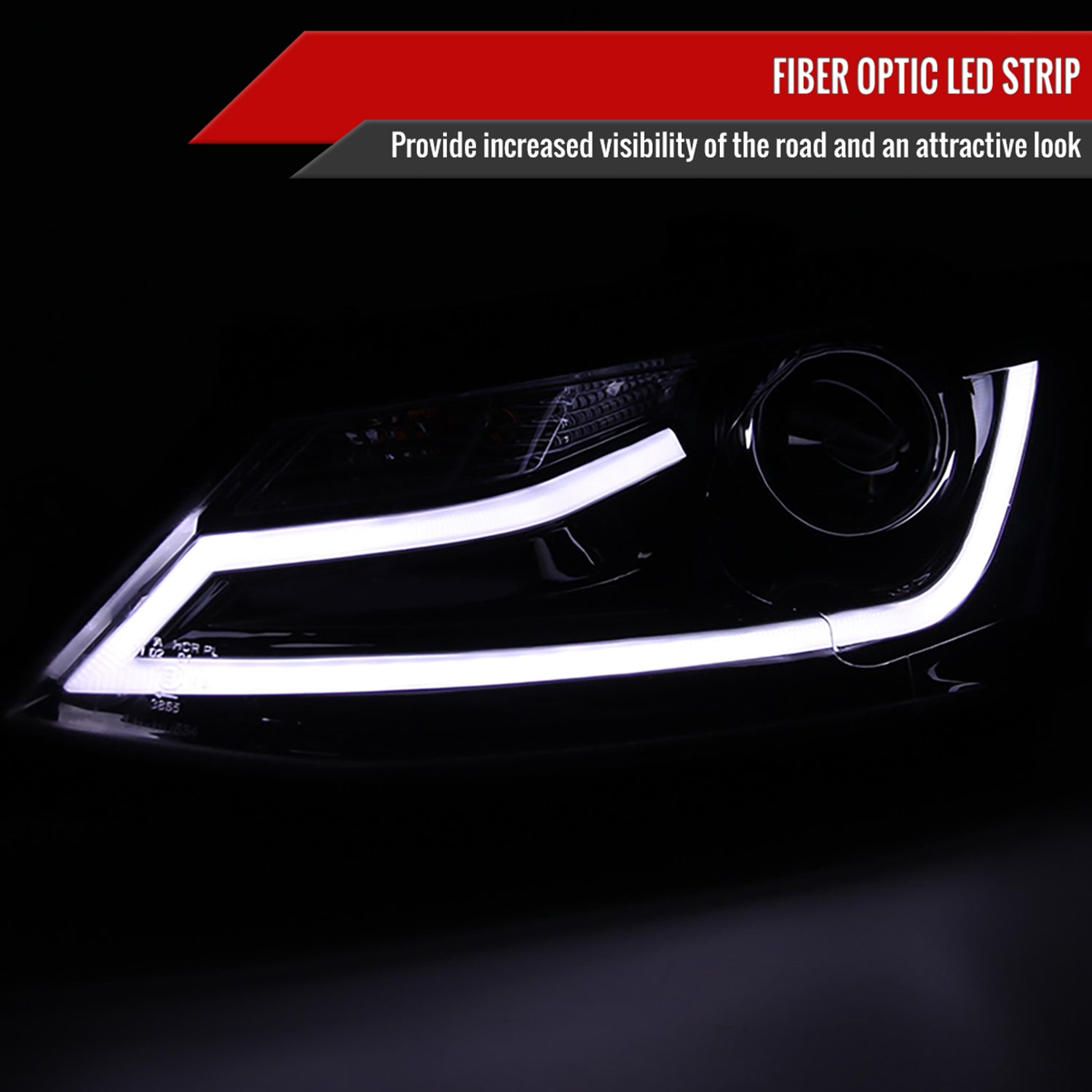2011-2018 VW Jetta MK6 LED Bar Projector Headlights Glossy Black/Smoke Lens
