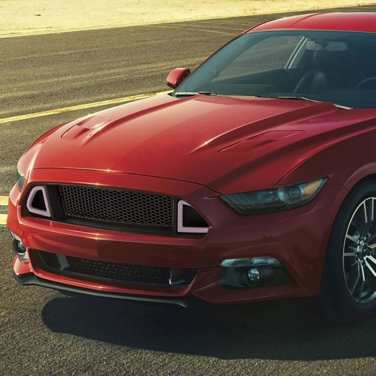 2015-2017 Ford Mustang Black ABS Mesh Grille w/ Dual Integrated LED Bar