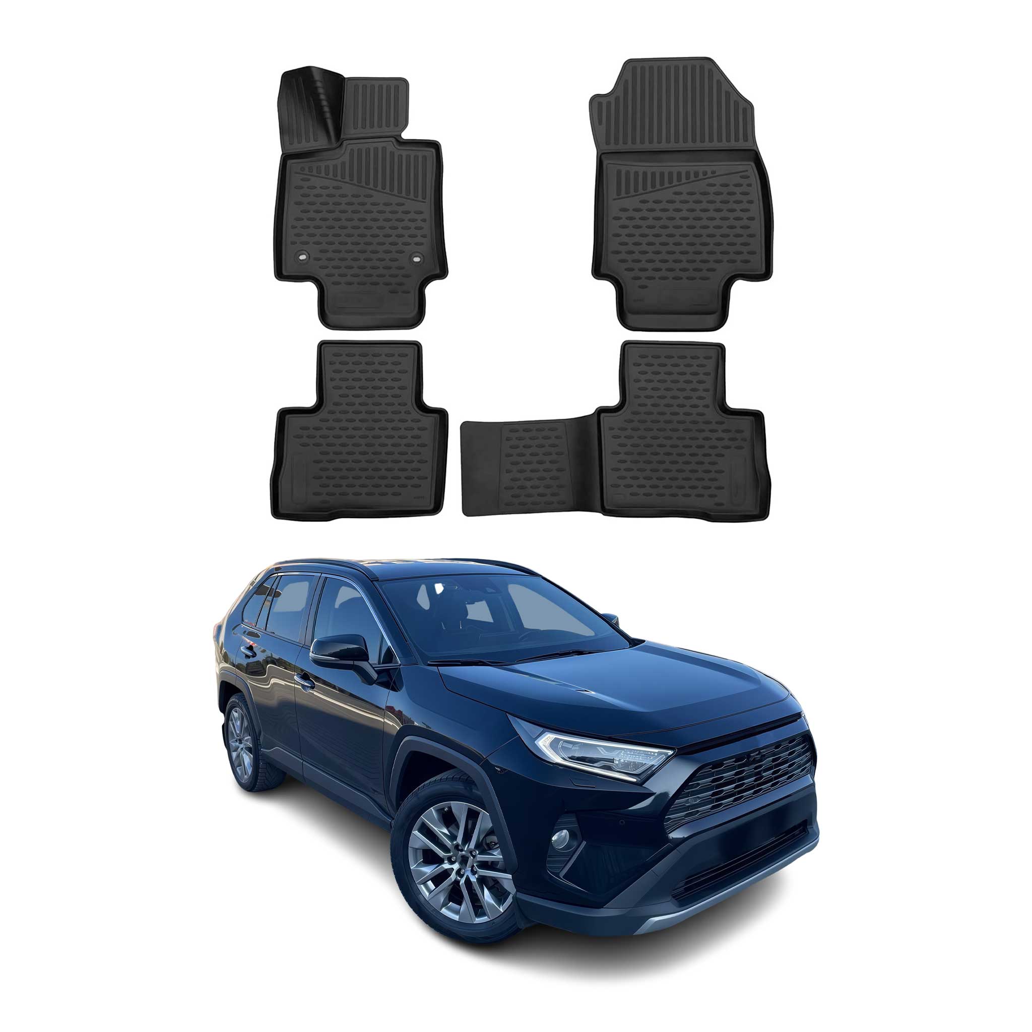 2019-2025 Toyota RAV4 Floor Mats Liners Full Set All Weather Black