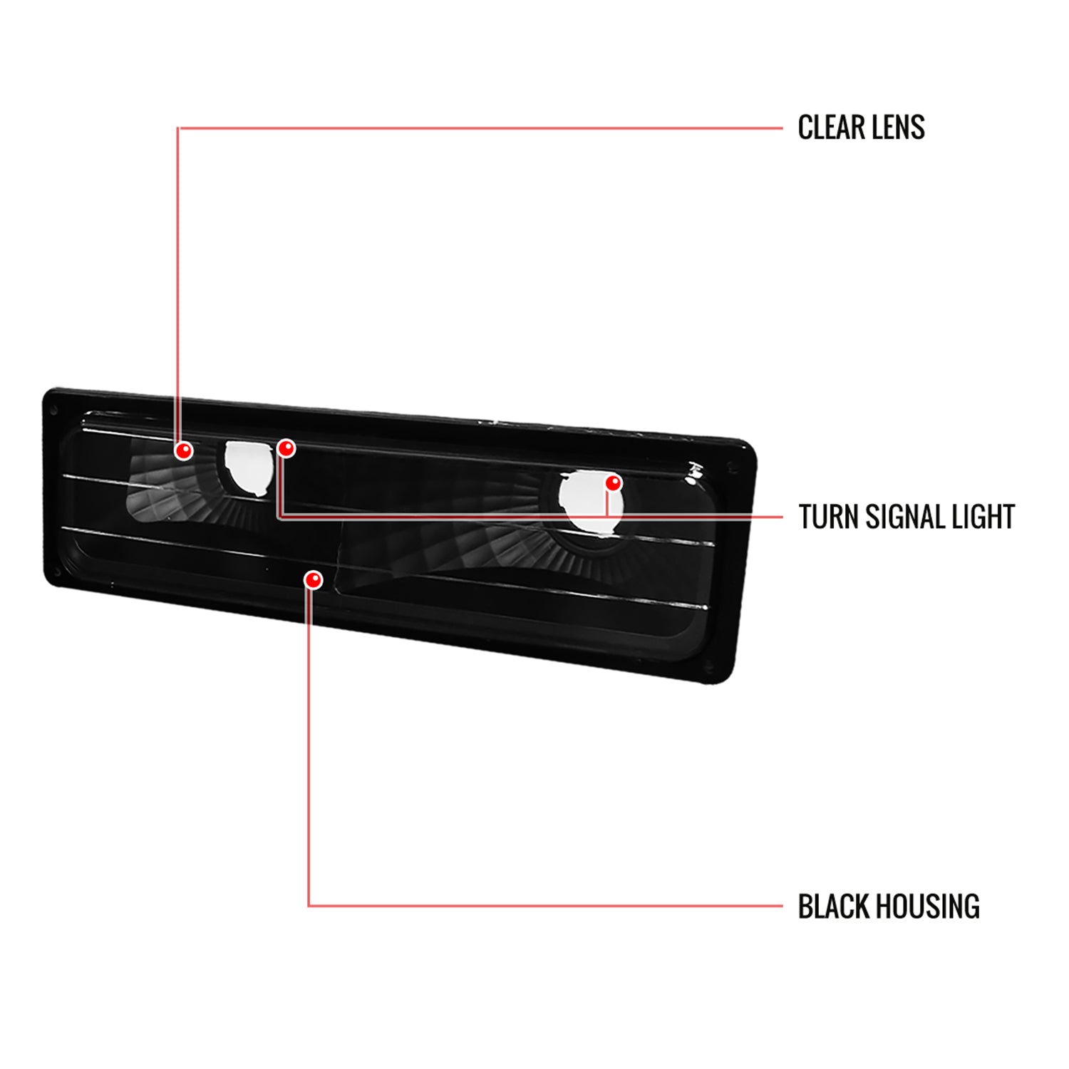 1988-1999 Chevy C10/Suburban/Silverado/Sierra/Yukon Bumper Lights Matt Black