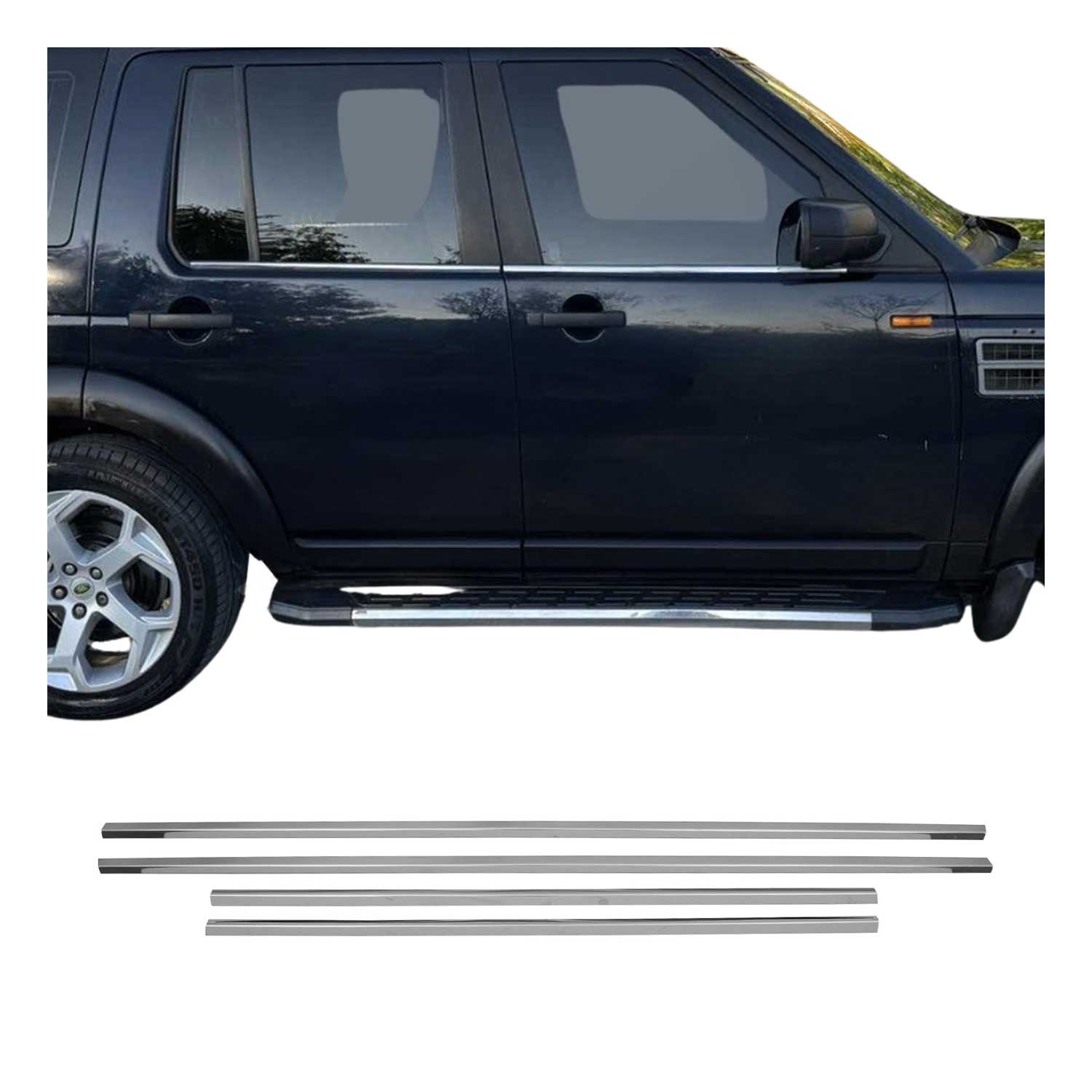 2005-2009 Land Rover LR3 Window Molding Trim Streamer Stainless Steel 4x