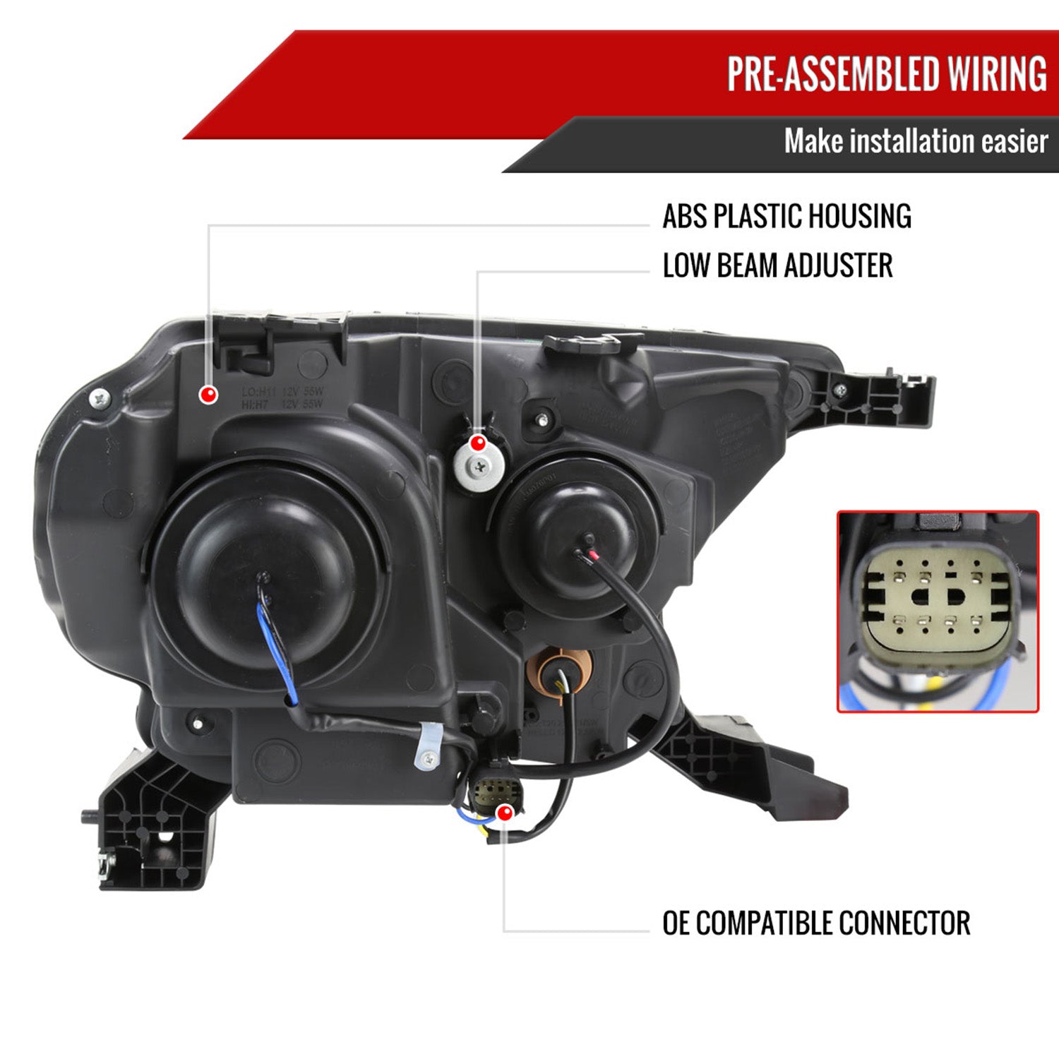 2019-2022 Ford Ranger XL XLT Factory Style Headlights Matte Black/Clear Lens