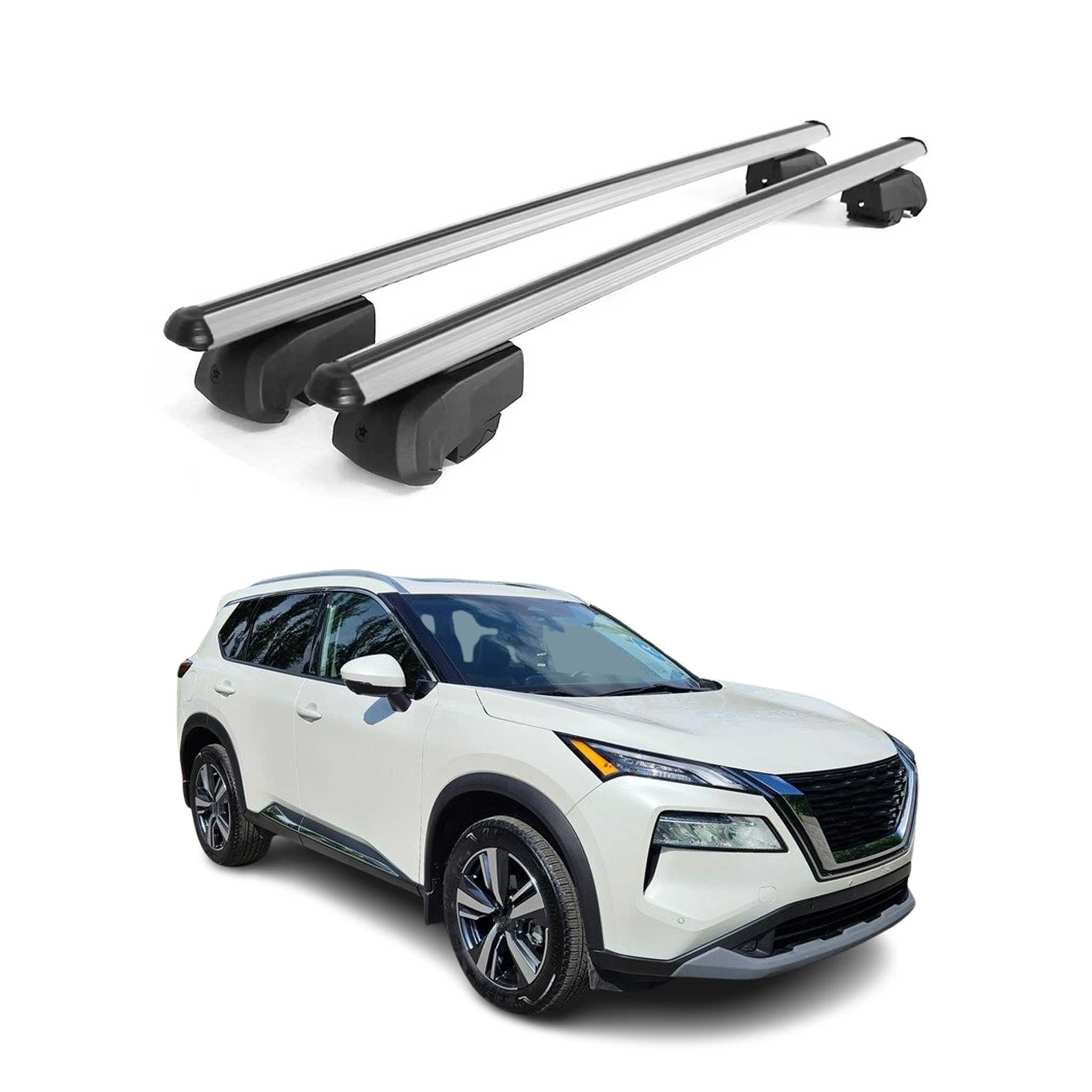 2021-2026 Nissan Rogue Roof Rack Cross Bars Luggage Carrier Alu Silver 2 Pcs