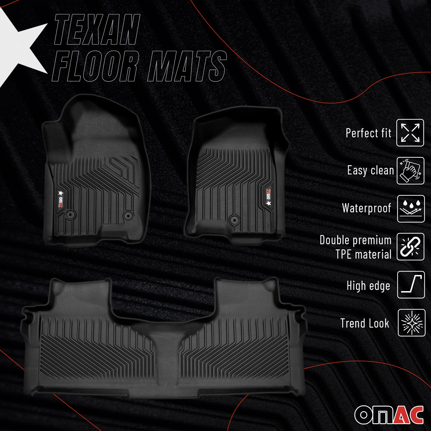 2021-2025 GMC Yukon XL Premium Floor Mats Liners Black