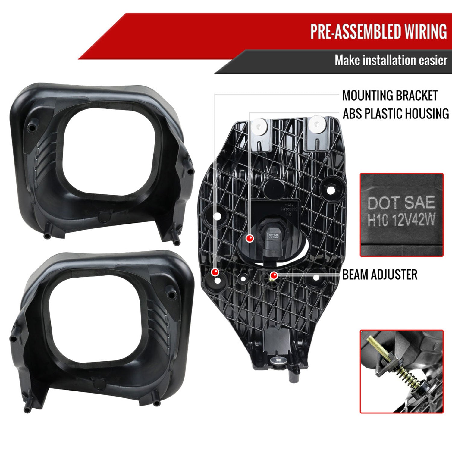 2011-2016 Ford F-250/F-350/F-450/F-550 12V/42W H10 Fog Lights Kit Chrome/Clear