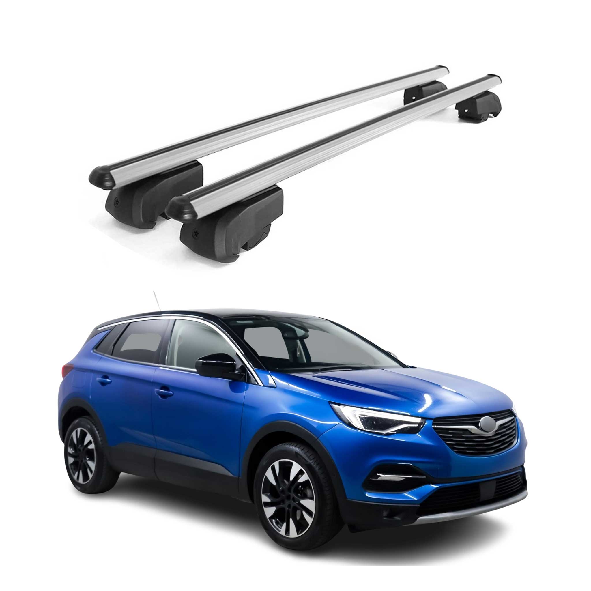 2017-2024 Opel Grandland X Roof Rack Cross Bars Silver
