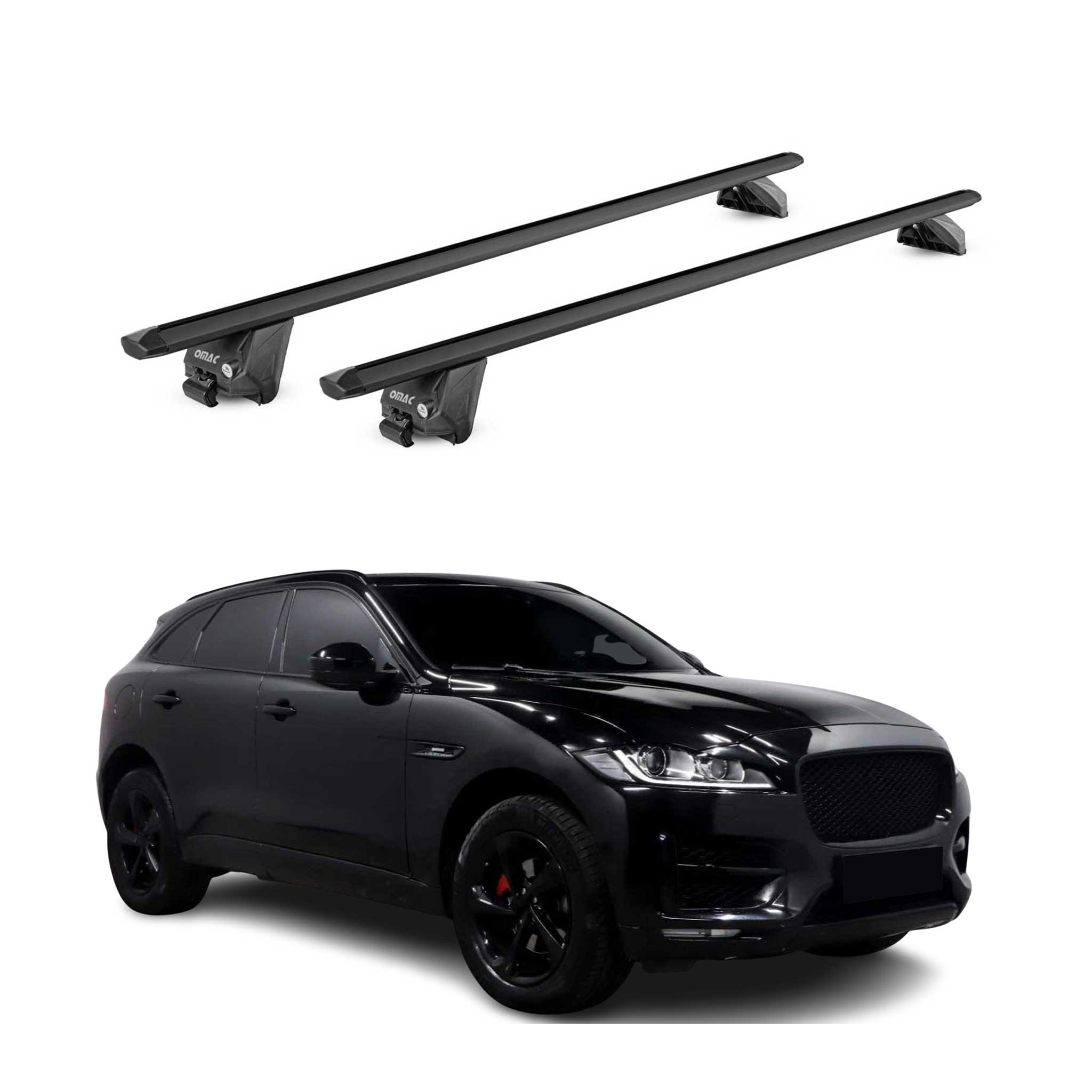 Roof Rack Cross Bars Luggage Carrier for Jaguar F-Pace 2017-2025 Alu Black 2x