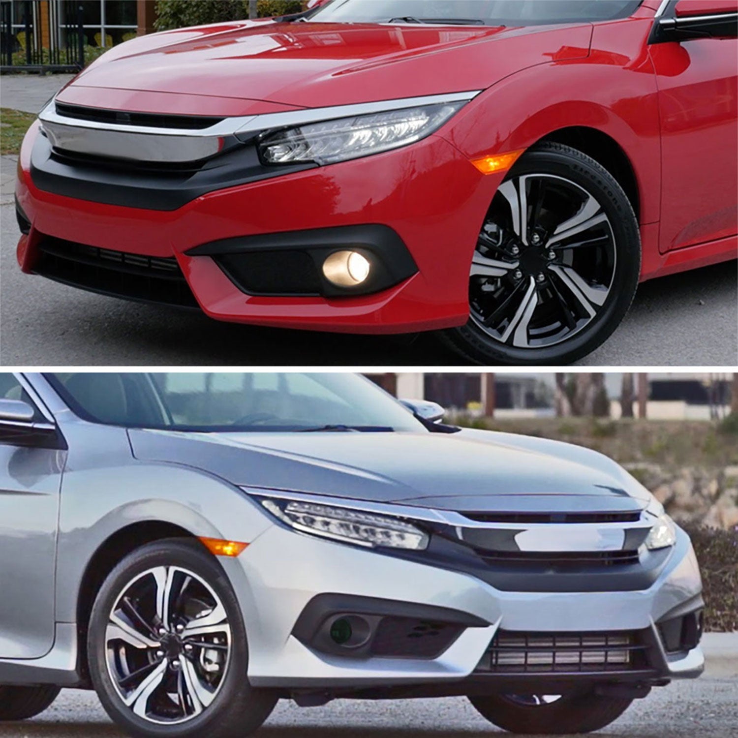 2016-2018 Honda Civic Coupe/Sedan H8 Fog Lights Kit Chrome/Smoke Lens