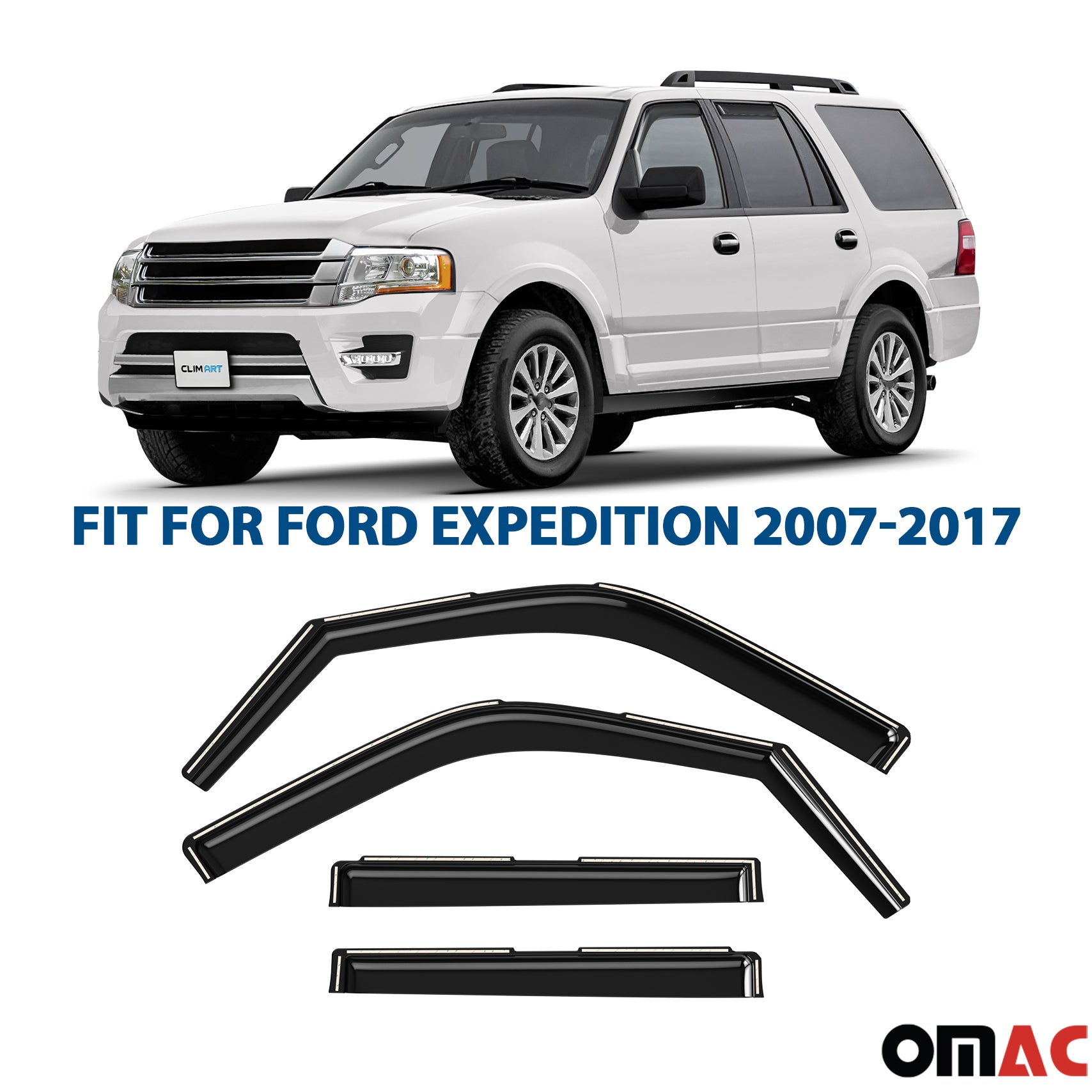 Clim Art Wind Deflectors for Ford Expedition 2007-2017 Shatterproof Smoke 4x