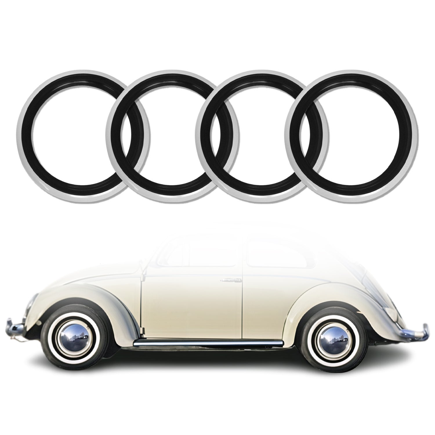 4x Portawalls Black White Wall Tire Insert 14" Rims Sidewall Set