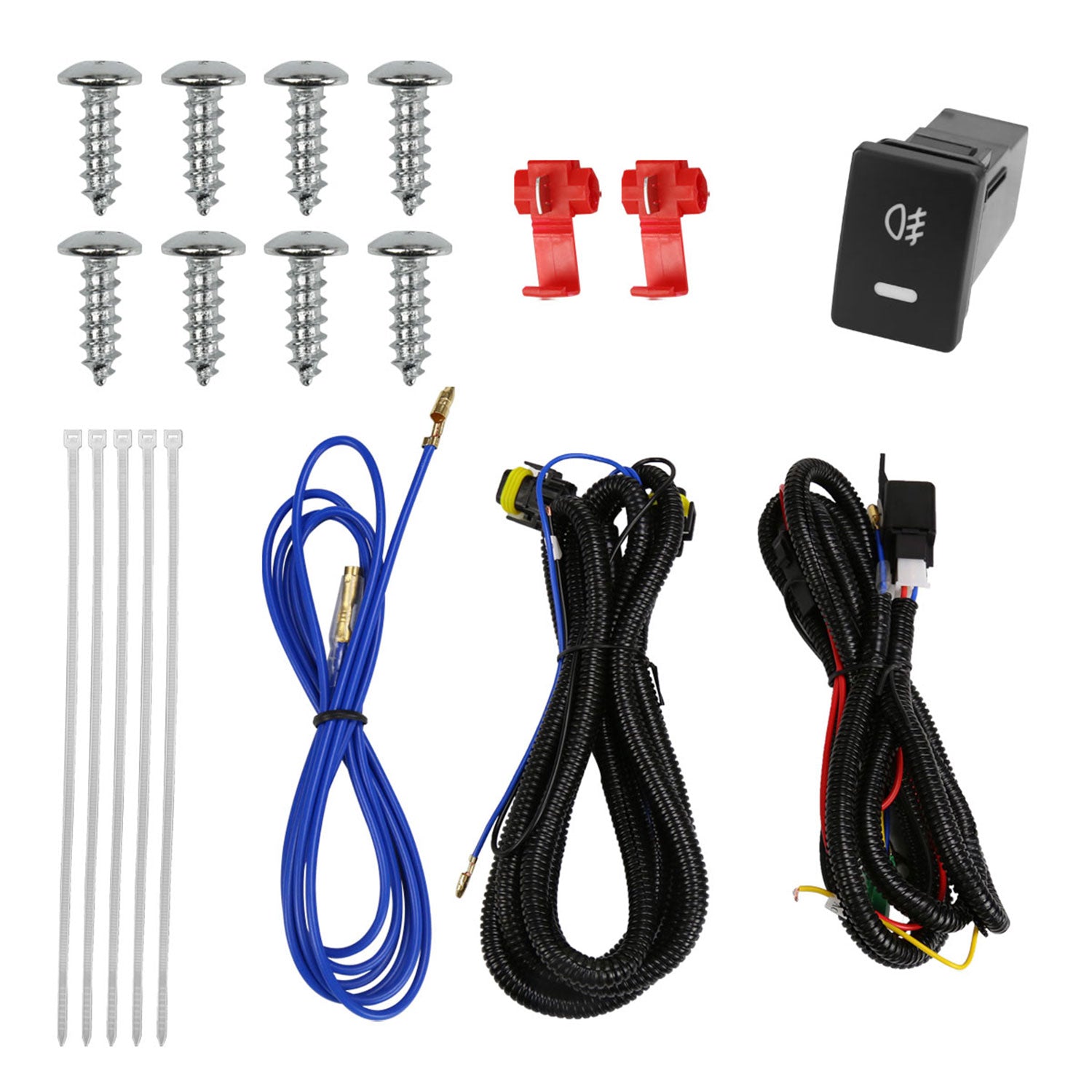 2008-2011 Toyota Highlander H11 Fog Lights Kit Switch & Wiring Harness Chrome