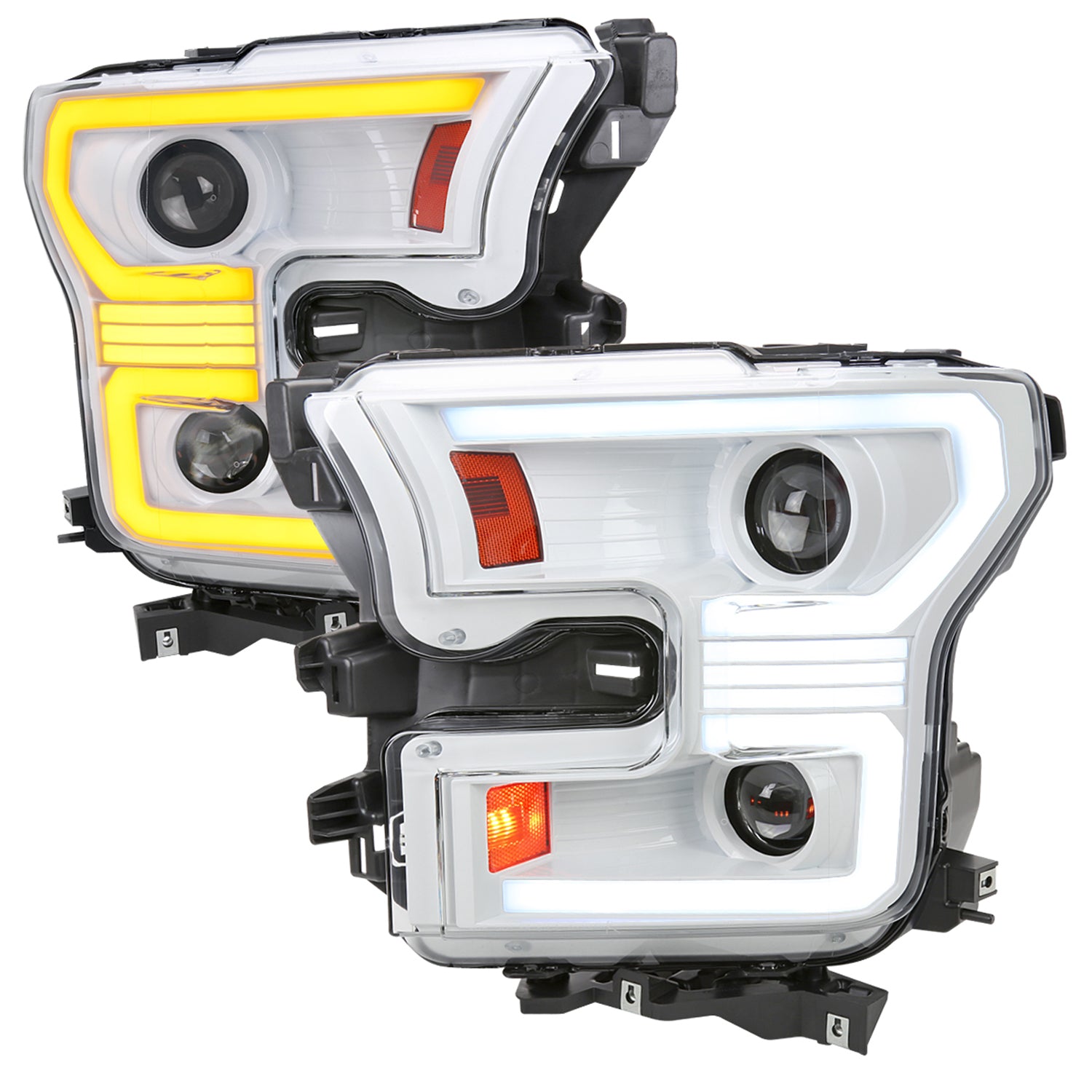 2015-2017 Ford F-150 LED Bar Projector Headlights Signal White Housing / Clear