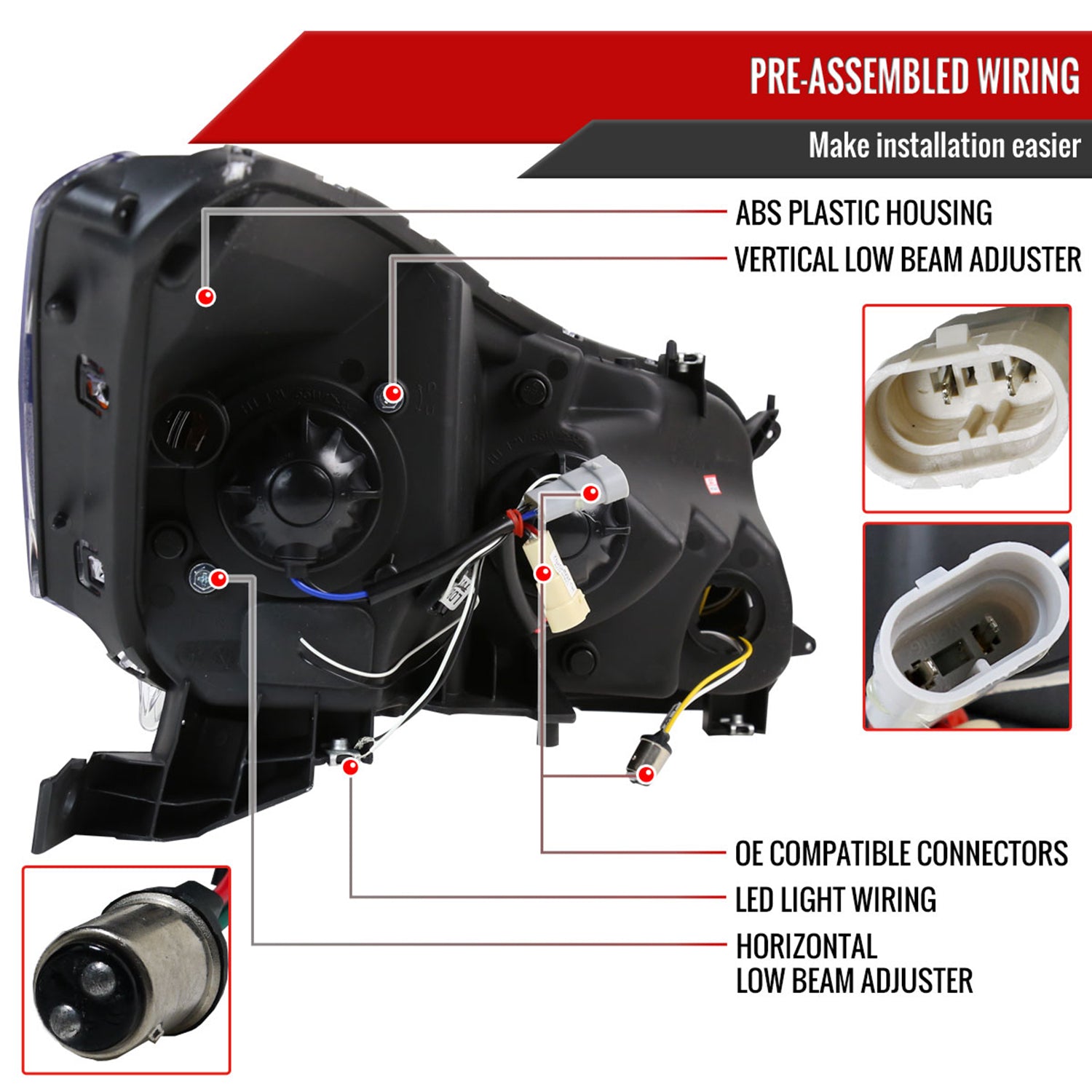 2008-2012 Honda Accord Sedan Single Halo Headlights LED Light&LED Signal Black