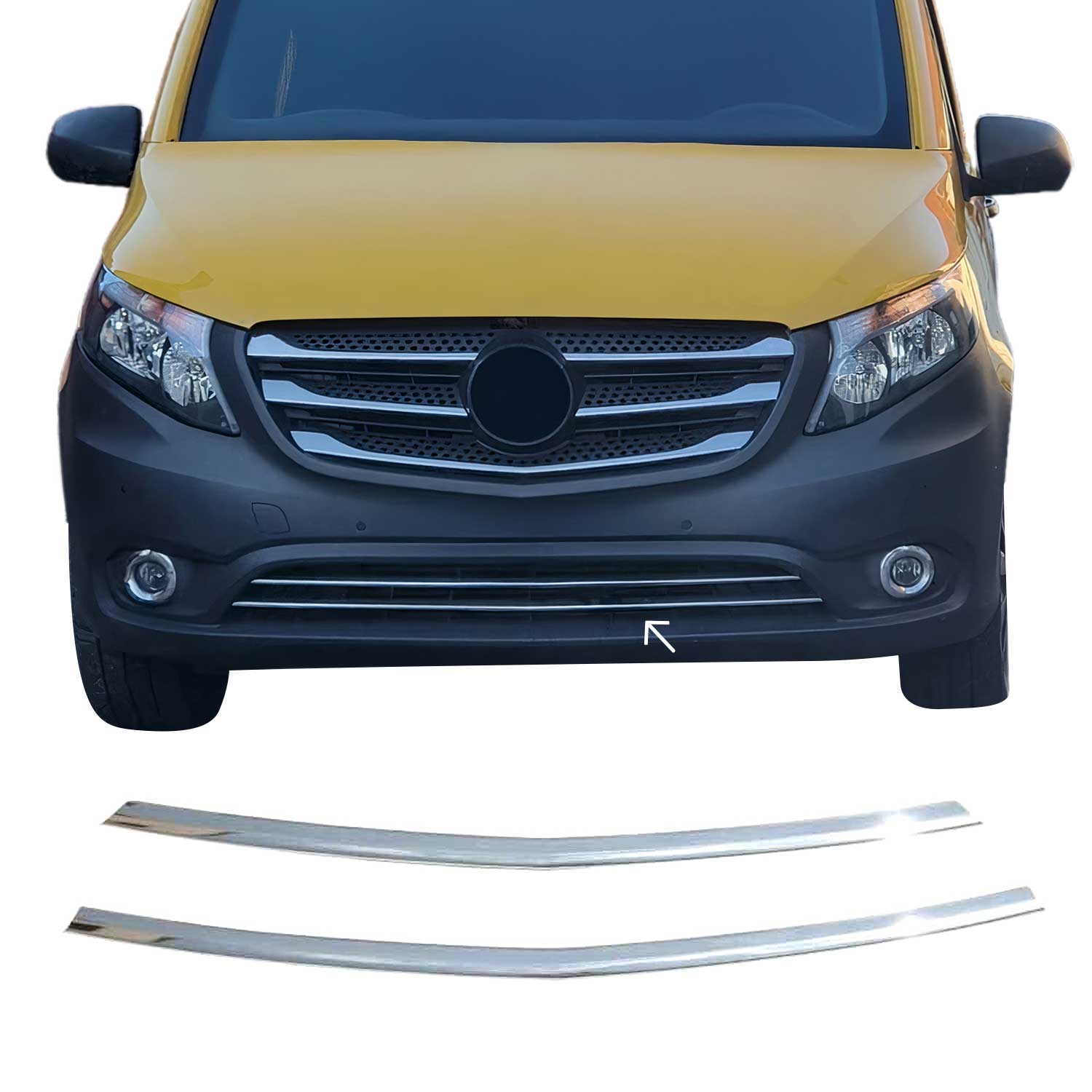 2016-2024 Mercedes Metris Front Bumper Trim Molding Stainless Steel