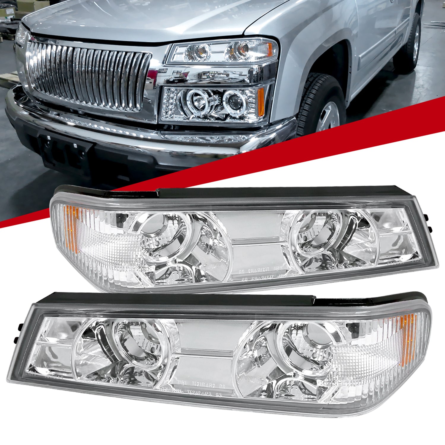 2004-2012 Chevy Colorado GMC Canyon Corner Lights Chrome Housing/Clear Lens