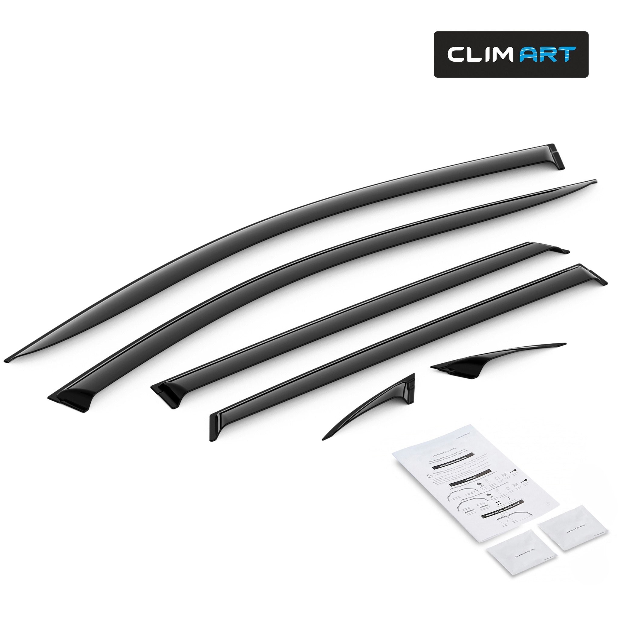 Clim Art Wind Deflectors for Ford Edge 2015-2024 Tape-On Dark Smoke 6Pcs