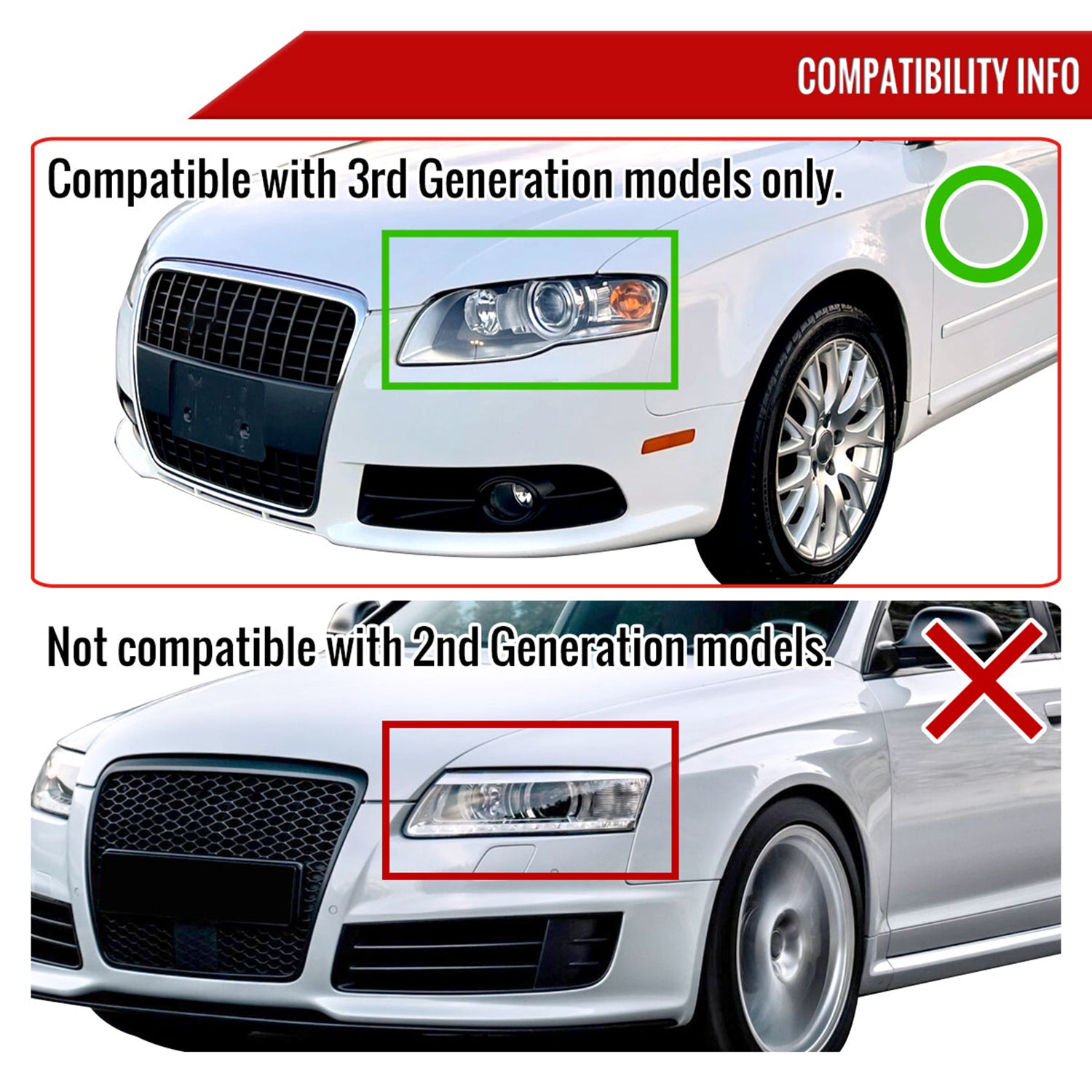 2006-2008 Audi A4 R8 Style LED Light Bar Projector Headlights Matt Black/Clear