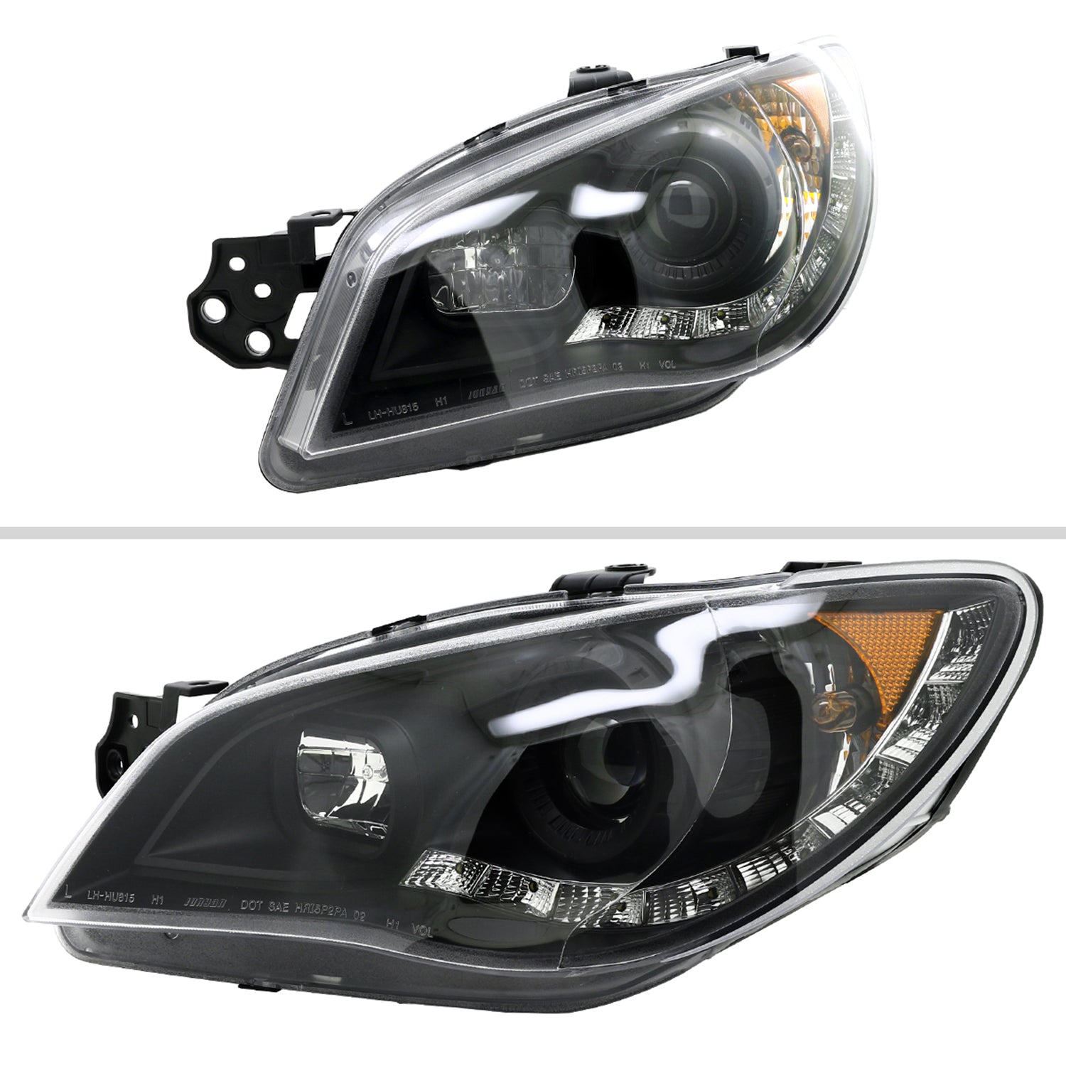 2006-2007 Subaru Impreza WRX/STI Projector Headlights LED Light Strip Black