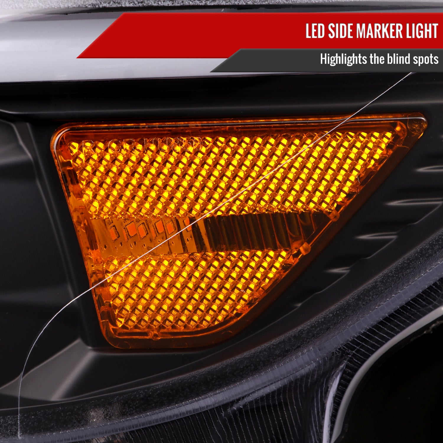 2015-2017 Ford Mustang HID-Type LED Turn Signal Projector Headlights Black