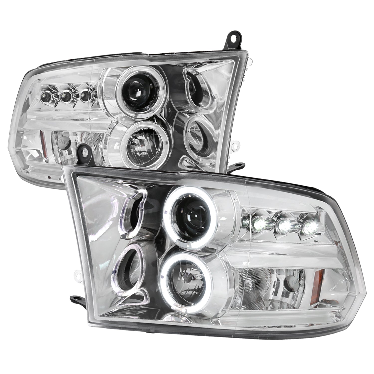 2009-2018 Dodge RAM 1500 / RAM 2500 3500 Dual Halo Headlights Chrome