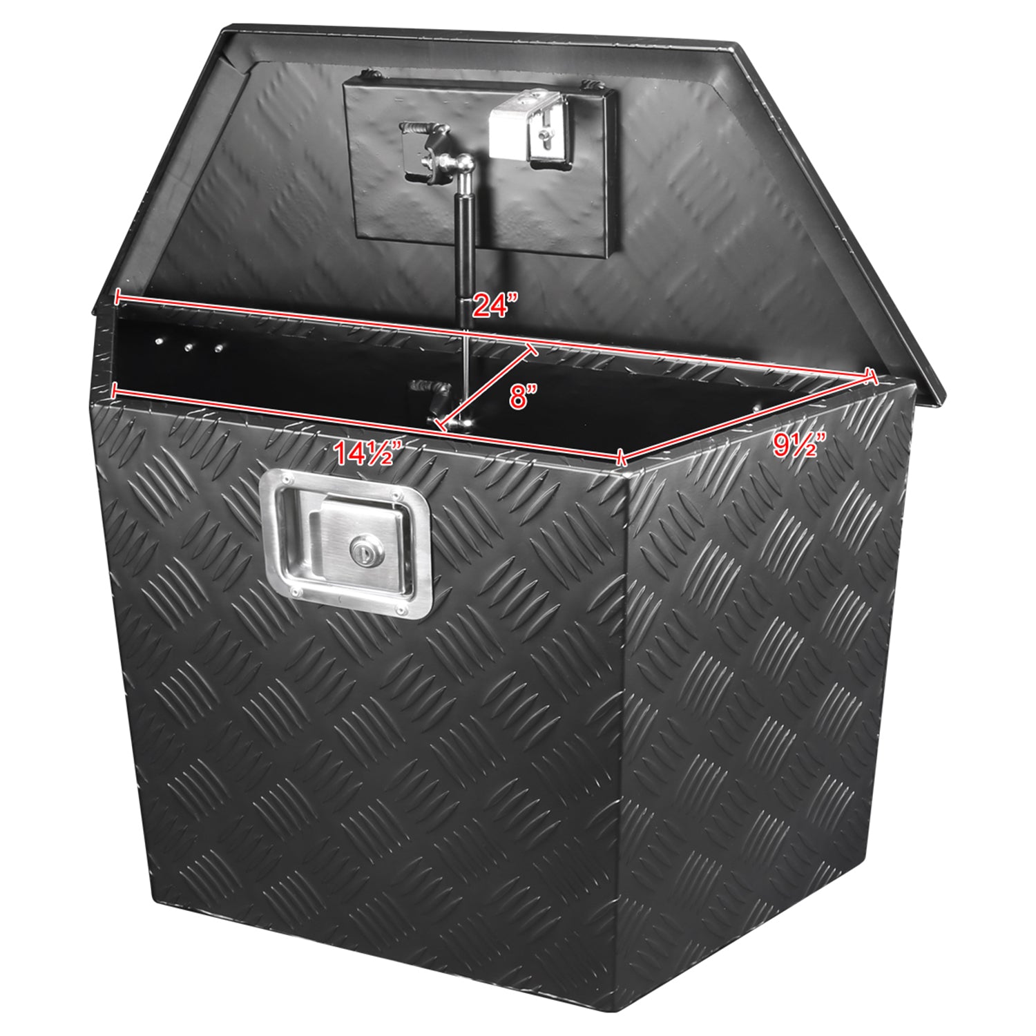 Universal 15~28" Black Heavy Duty Truck Trailer Tongue Tool Box w/ Lock & Keys