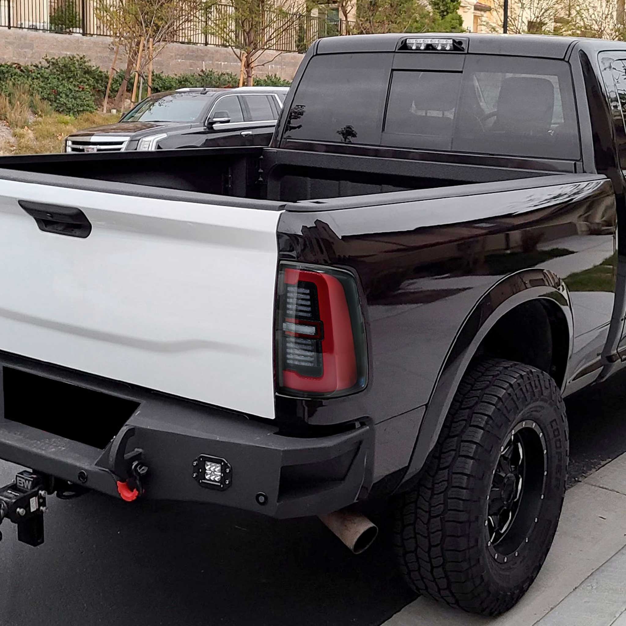 For Dodge RAM 2500/3500 2019-2024 LED Sequential Signal Tail Lights Jet Black Housing Clear Lens