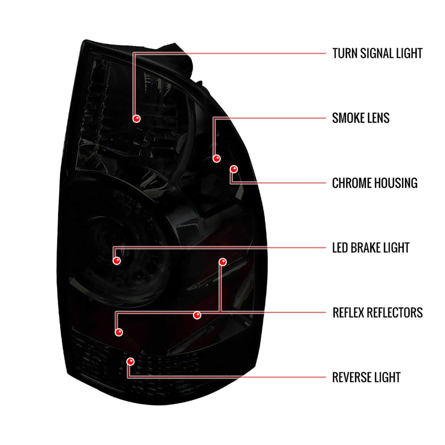 2005-2015 Toyota Tacoma LED Tail Lights Chrome Housing/Dark Smoke Lens