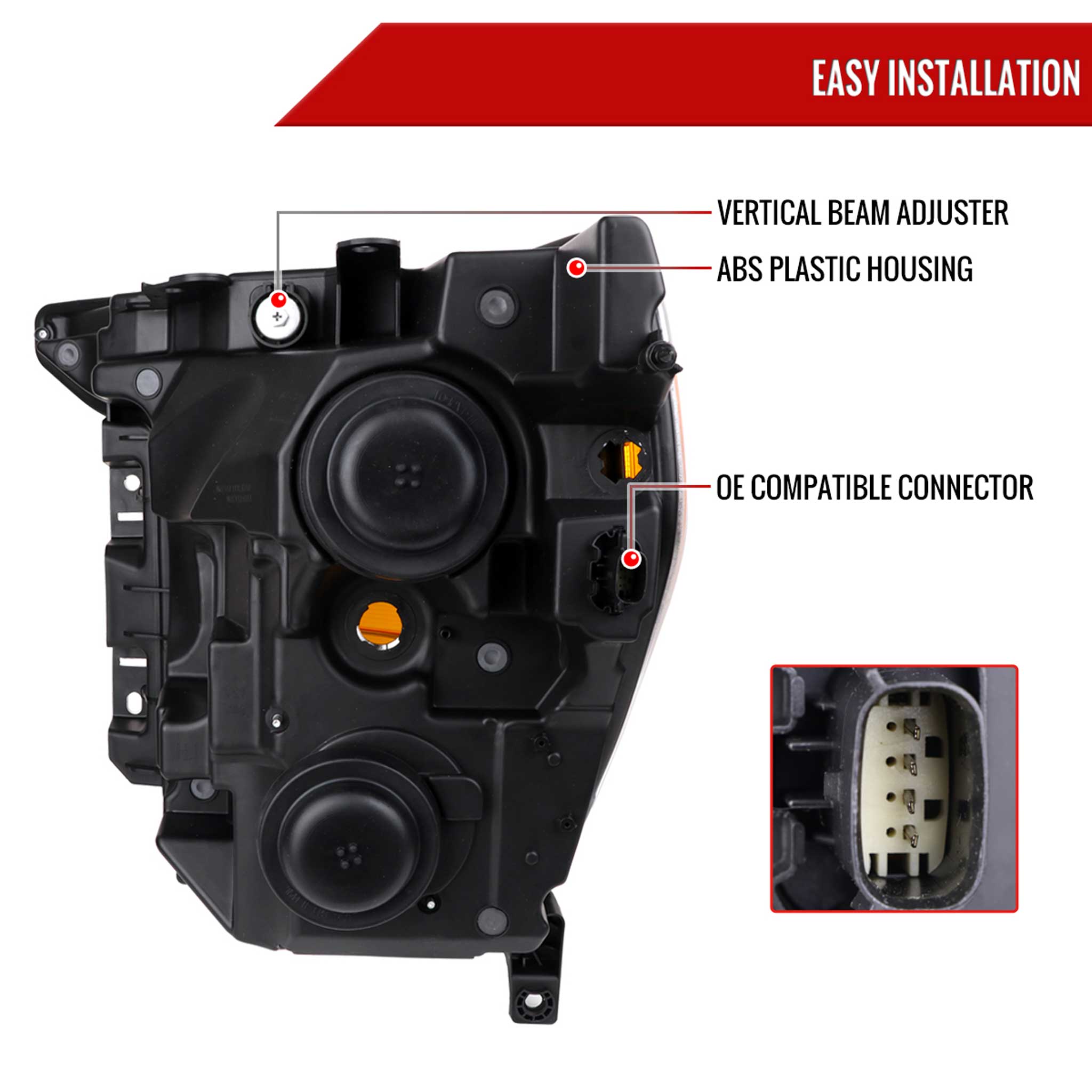 For Ford F-150 2021-2023 Factory Style Headlight Matte Black Housing Clear Lens Passenger Side Only