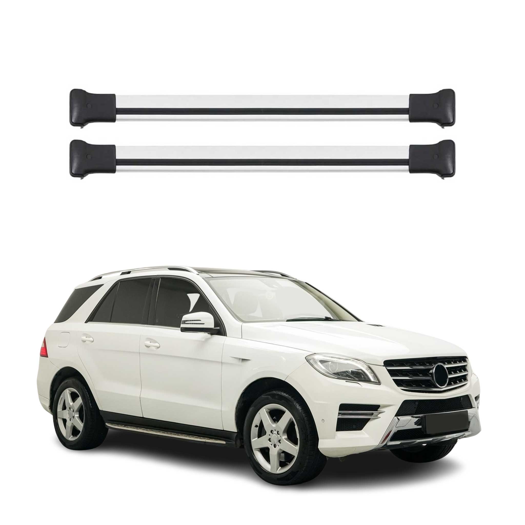 Roof Rack Cross Bars Luggage Carrier for Mercedes ML Class W166 2012-2015 Silver