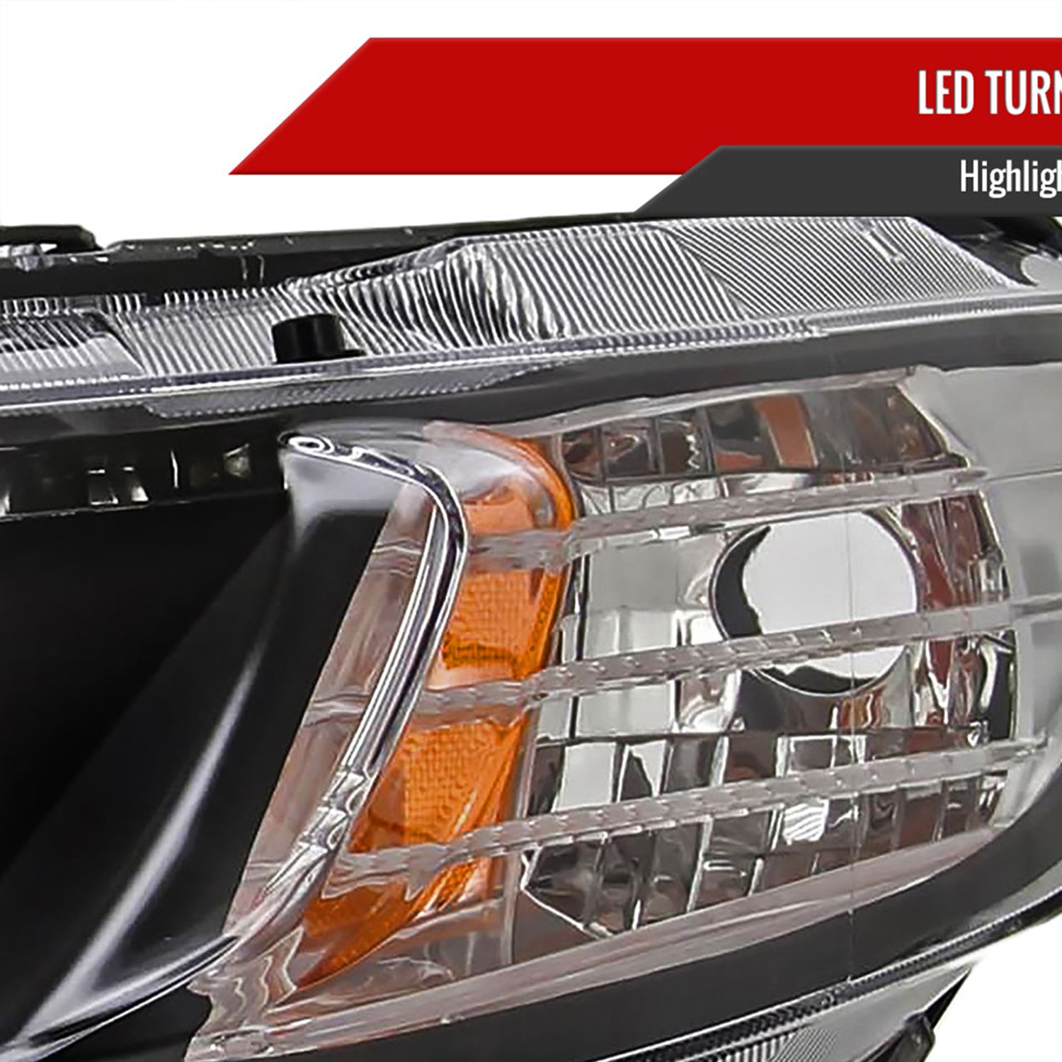 2006-2011 Honda Civic Sedan Projector Headlights R8 LED Light Strip Matt Black